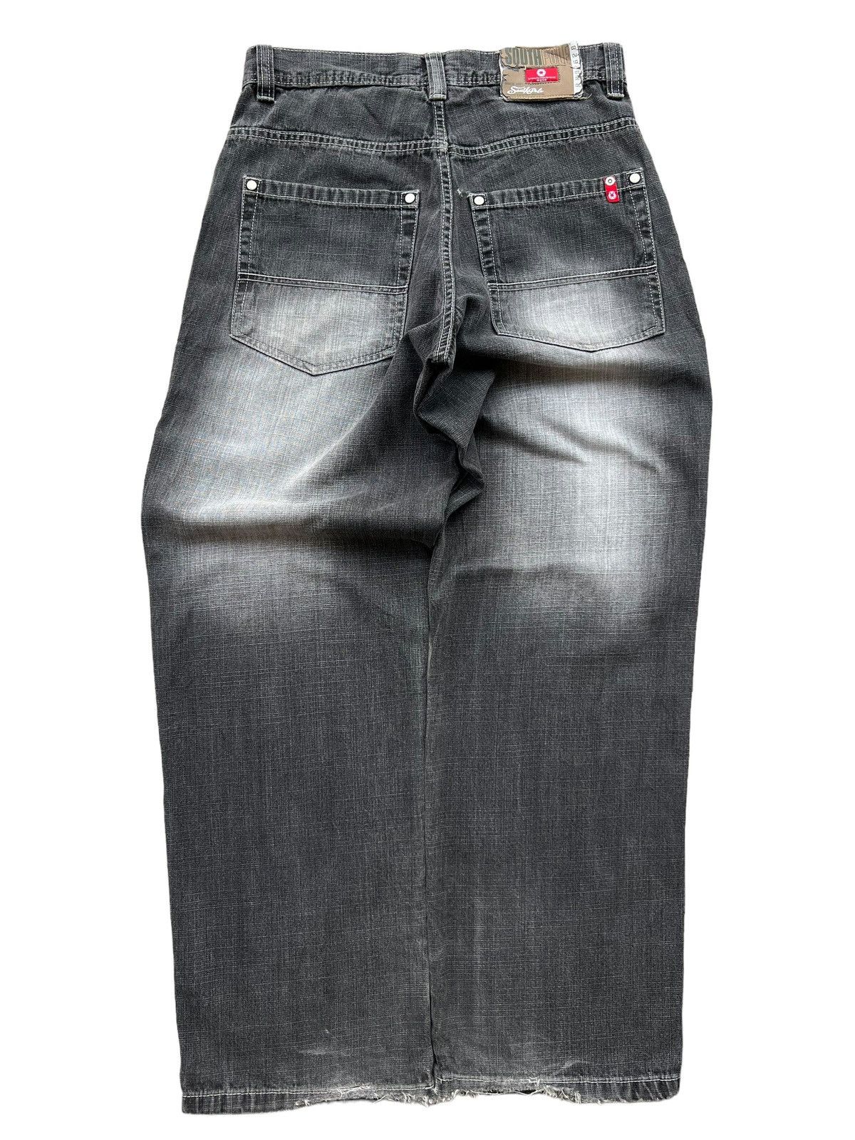 image of Affliction x Jnco Vintage Y2K South Pole Black Baggy Boxy Denim Jeans 31X32 in Black Charcoal Grey