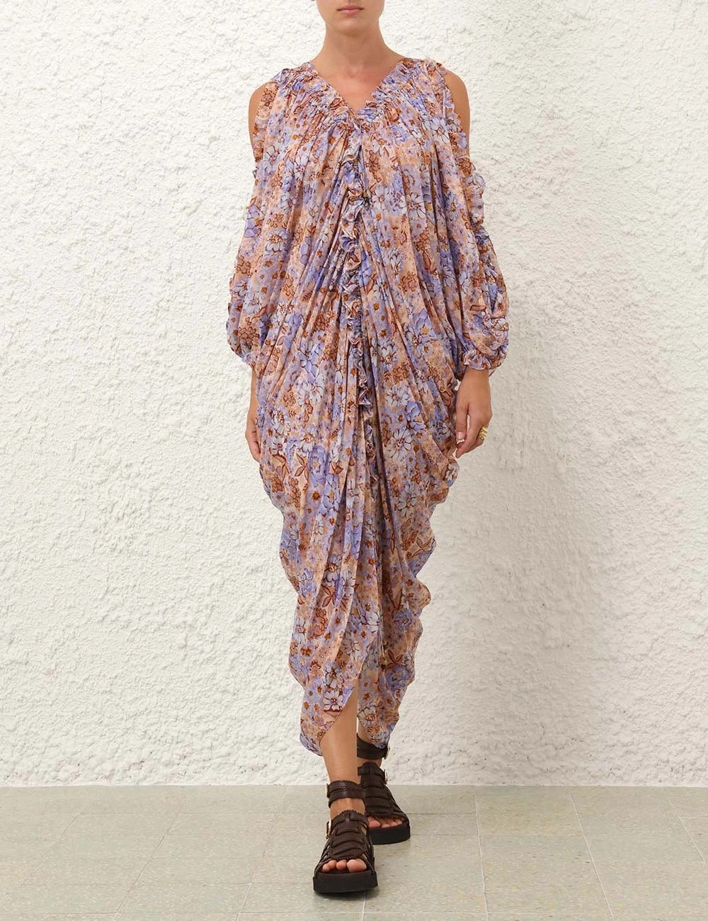 Zimmermann oc11z0226 Dawning Plunge Billow DressIn Multicolor Size L / US 10 / IT 46 - 2 Thumbnail