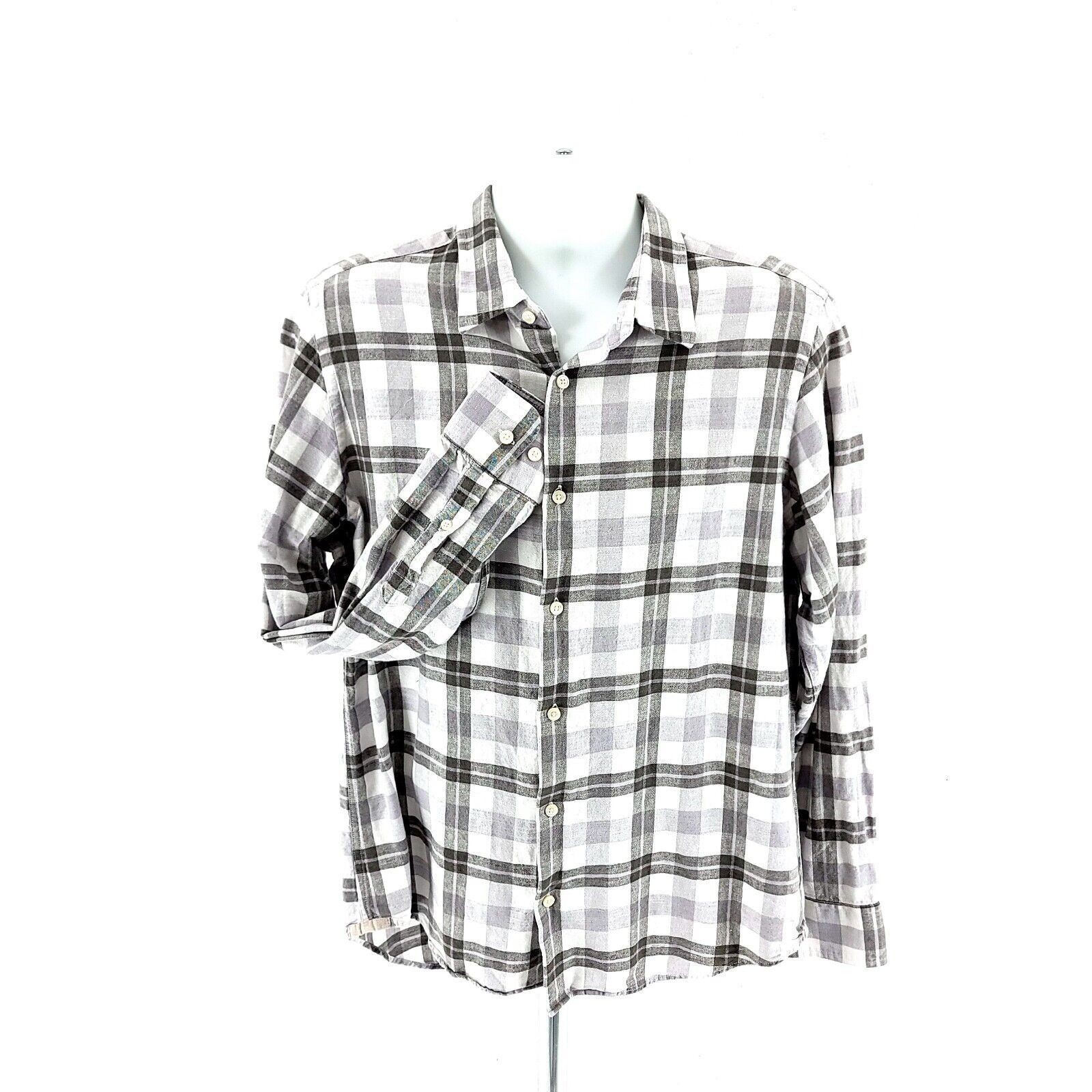 Banana Republic Banana Republic Linen Blend Gray White Plaid Large Collared Size US L / EU 52-54 / 3 - 3 Thumbnail