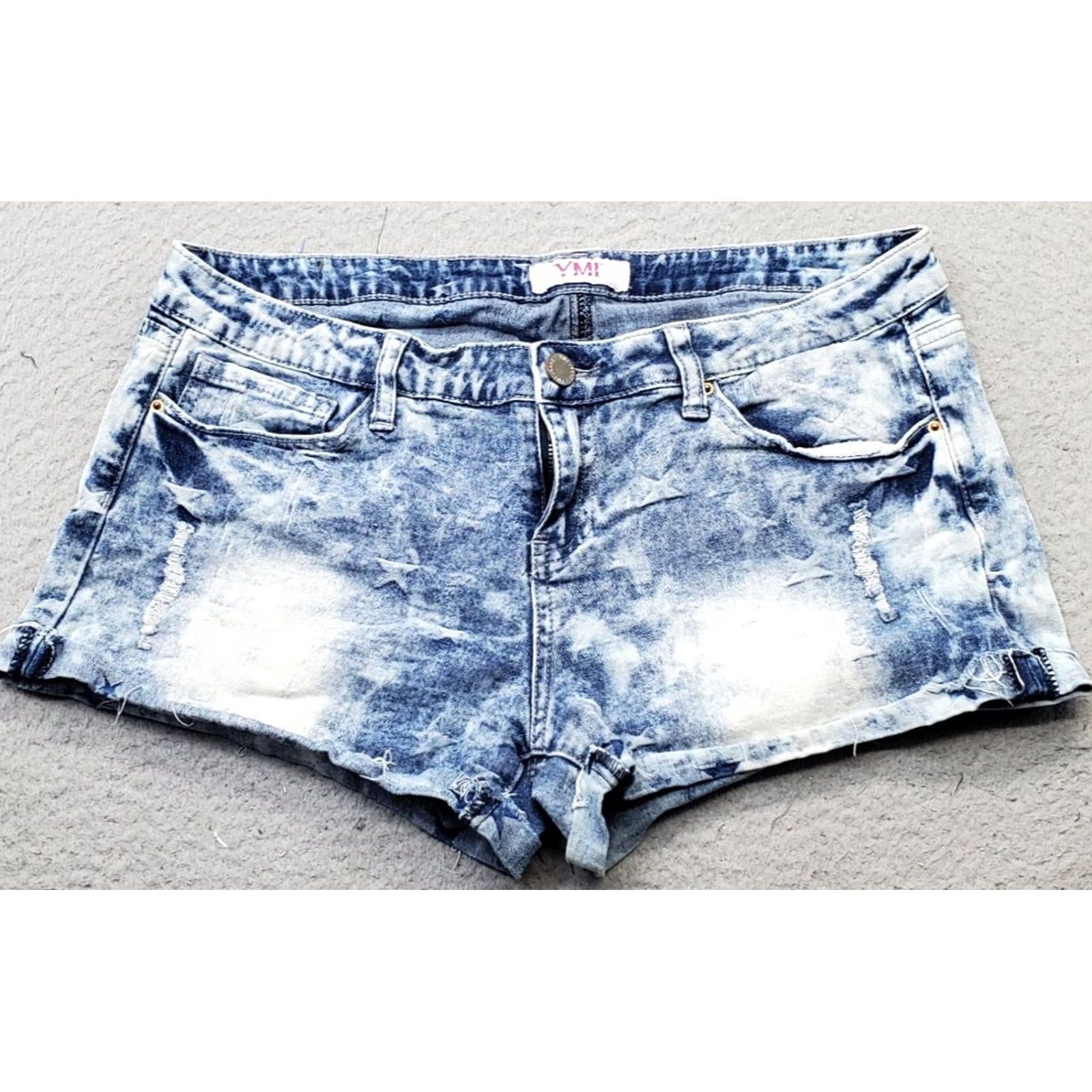 Vintage YMI Womens Size 11 Denim Distressed Acid Wash 5-Pocket Design Jean Shorts Size 32" / US 10 / IT 46 - 2 Thumbnail