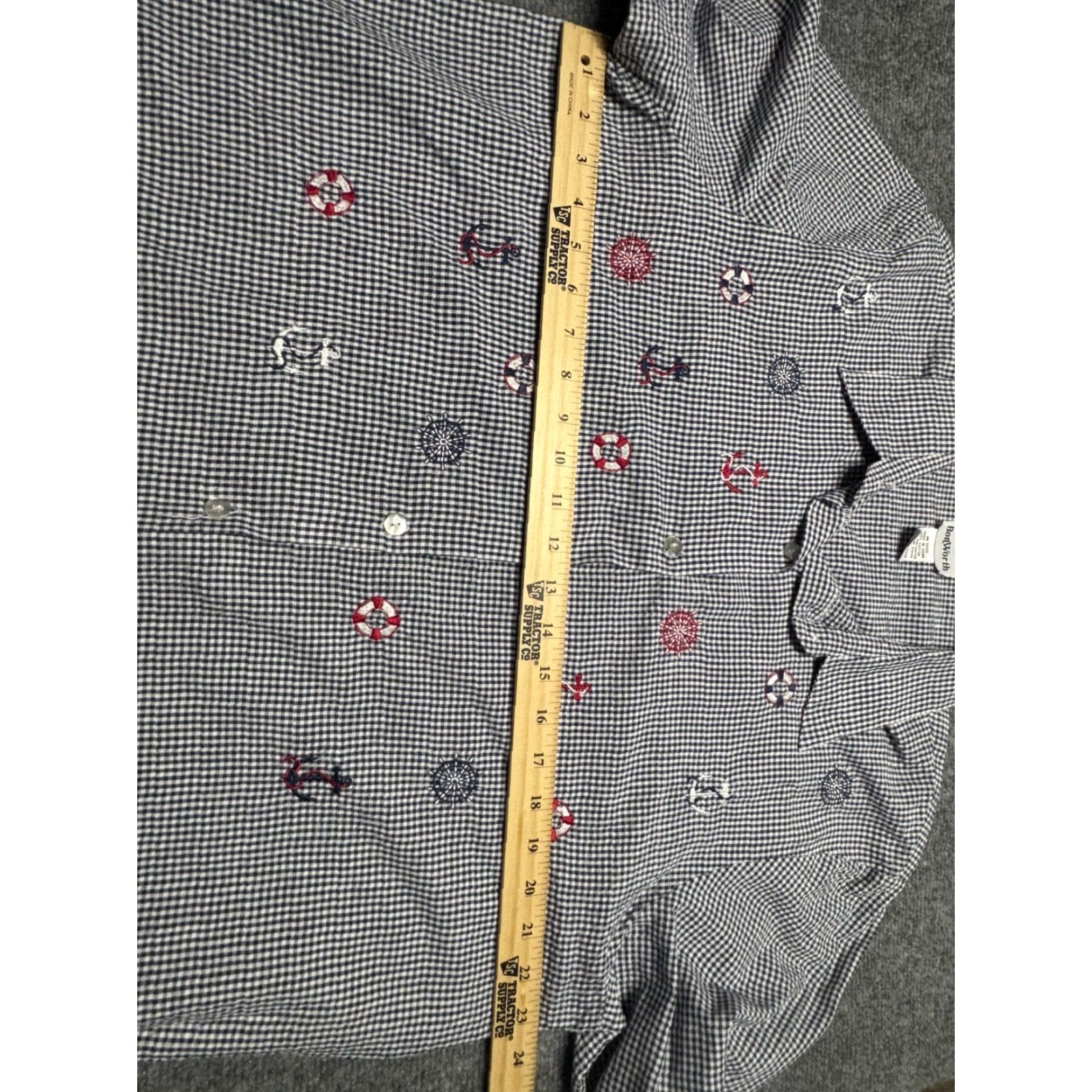 Vintage BON WORTH Top Womens Large L Blue Nautical Button Up Short Sleeve Embordered Shirt Size L / US 10 / IT 46 - 5 Thumbnail