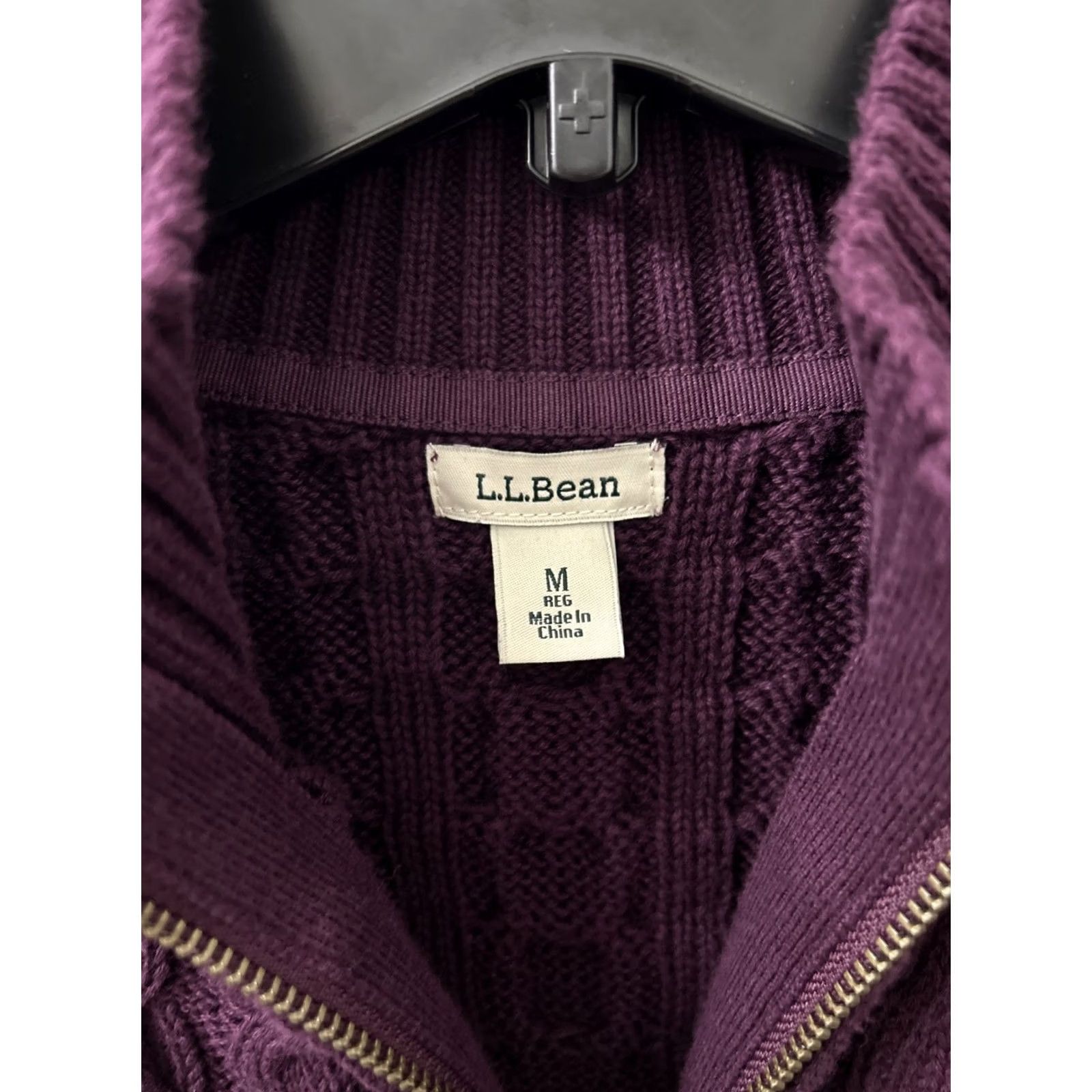 Doublet LL Bean Double L Sweater Womens M Burgundy Red Cable Knit Full Zip Mock Neck Cardigan 100% Cotton Regular Size M Womens Color Red Size M / US 6-8 / IT 42-44 - 6 Thumbnail