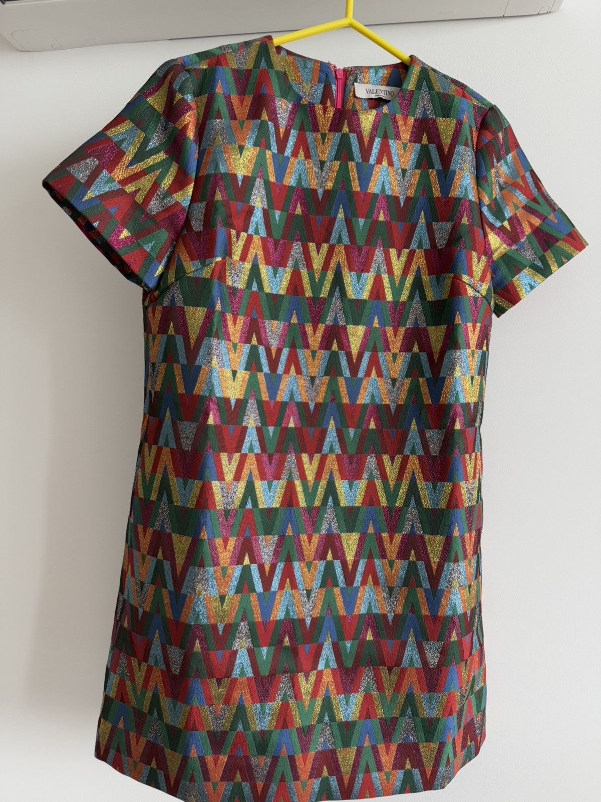 Valentino Metallic V Motif Mini Dress