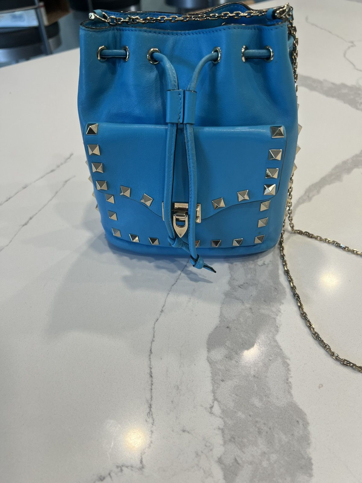 Valentino Valentino Garavani Rockstud Mini Bucket Bag – Turquoise Size ONE SIZE - 2 Thumbnail