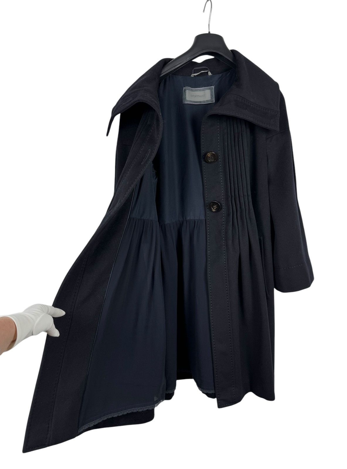Sportmax Sportmax Virgin Wool Pleated Coat Mock Neck size IT46 US12 Size XL / US 12-14 / IT 48-50 - 14 Thumbnail