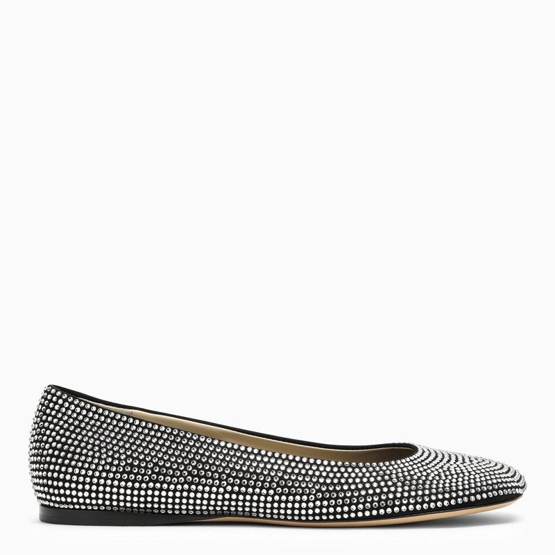 image of Loewe Ballerina Toy Black Leather And Rhinestones Shoes, Women's (Size 9)