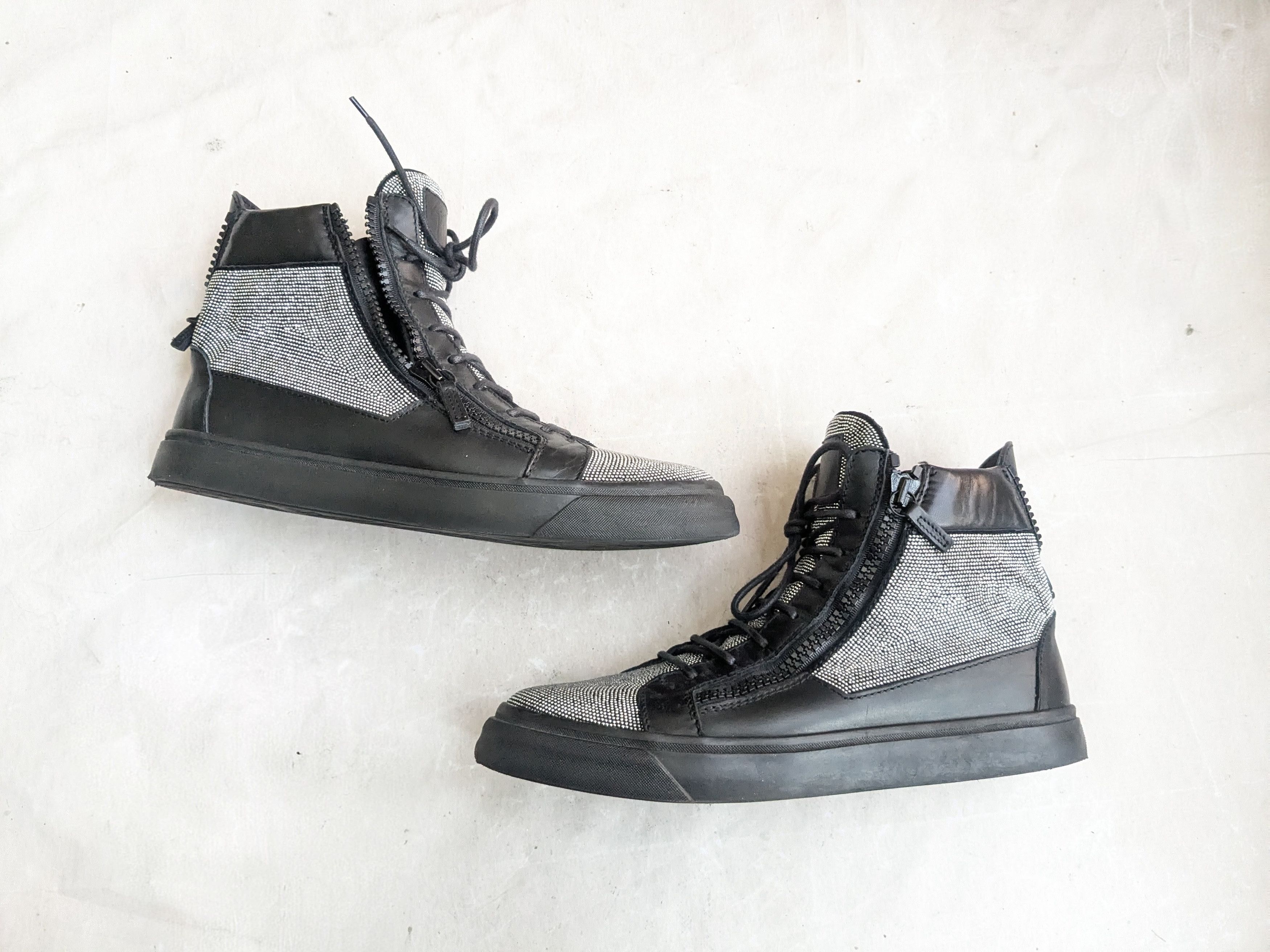 Giuseppe Zanotti Giuseppe Zanotti High Top Sneakers Black Silver 12 45 Size US 12 / EU 45 - 1 Thumbnail