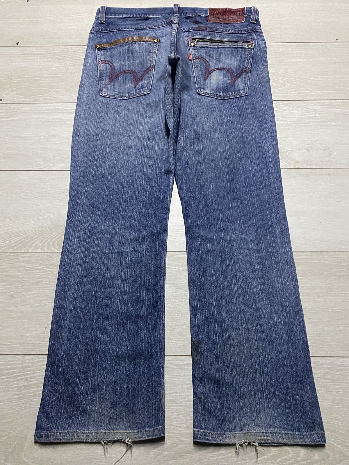 Edwin Japanese Brand Edwin Blue Trip Grunge Distressed Loose Jeans Size US 35 - 2 Thumbnail