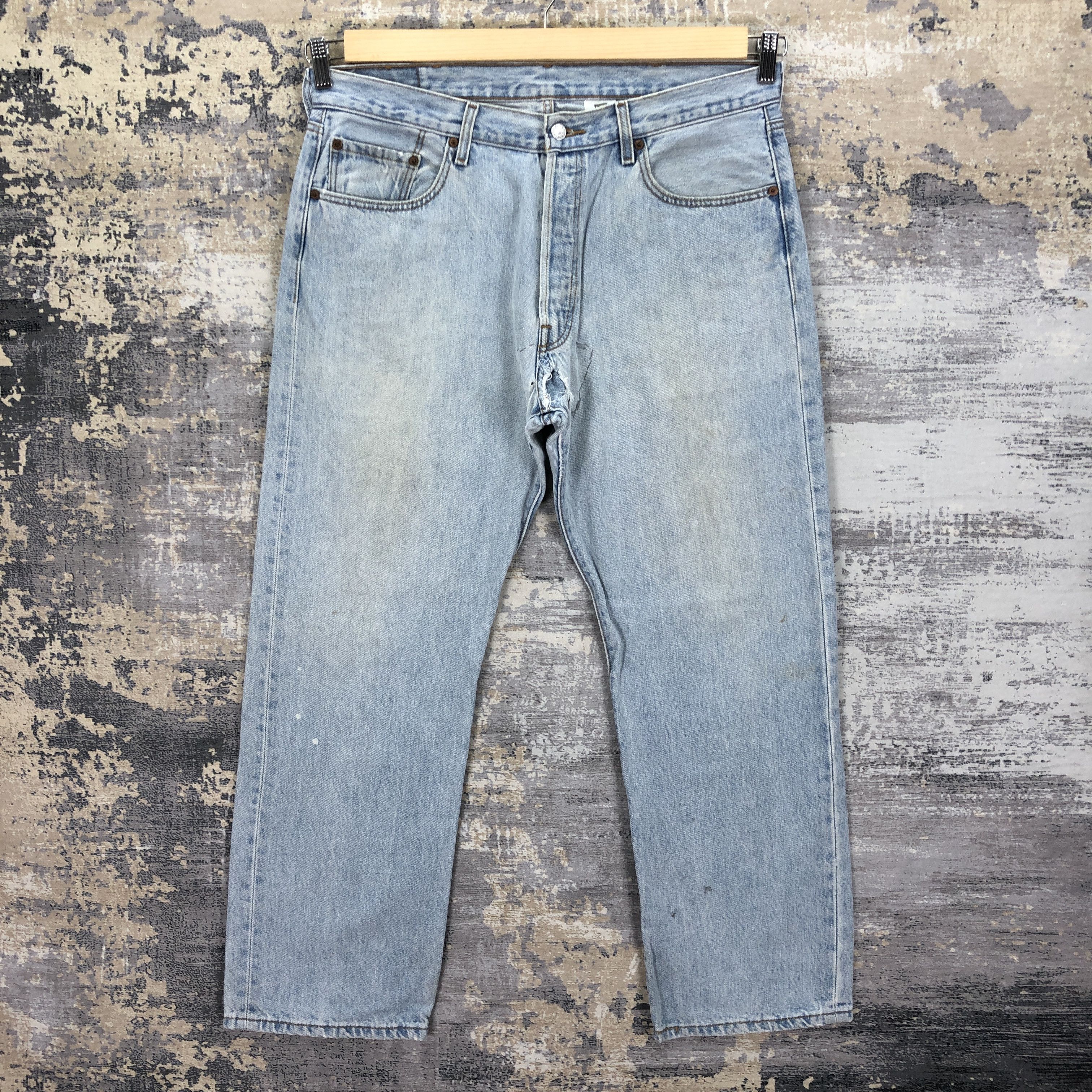 Levi's Vintage Y2K Levis 501 Sunfaded Jeans Levi's Distressed Denim Size US 36 / EU 52 - 1 Thumbnail
