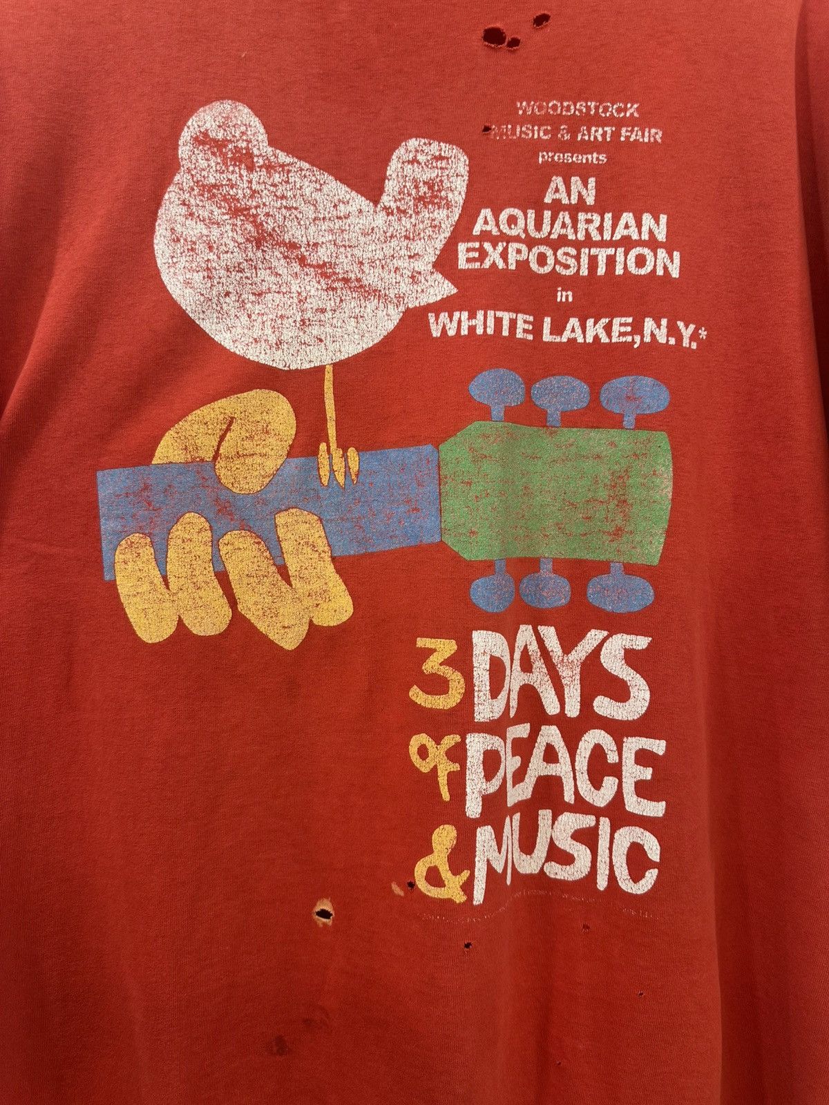 Vintage Vintage Thrashed Woodstock Tee Red XL Size US XL / EU 56 / 4 - 3 Thumbnail