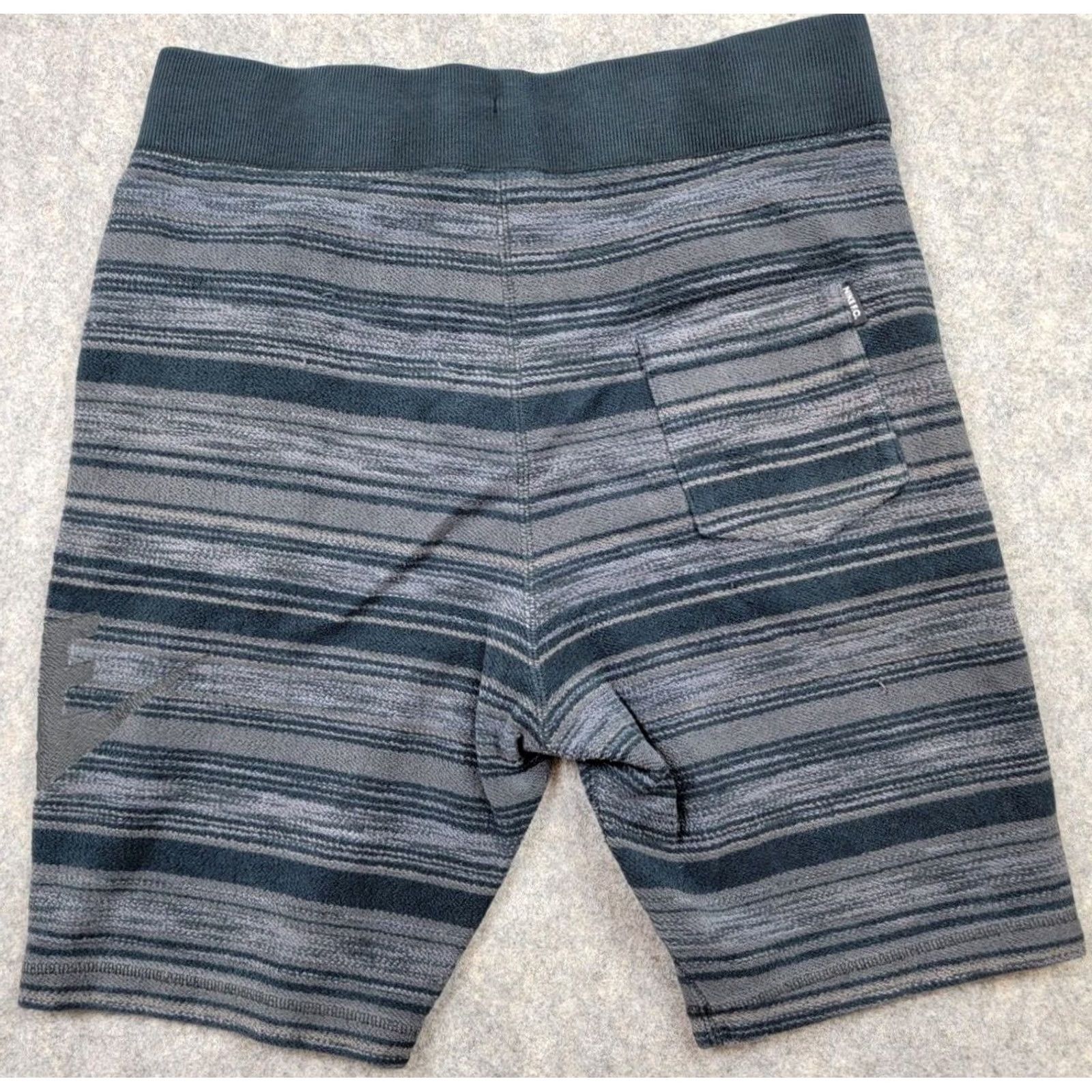 Nike Nike Shorts Mens Small Black Gray Stripe Knit Button Fly Athletic Logo Size US 29 - 4 Thumbnail