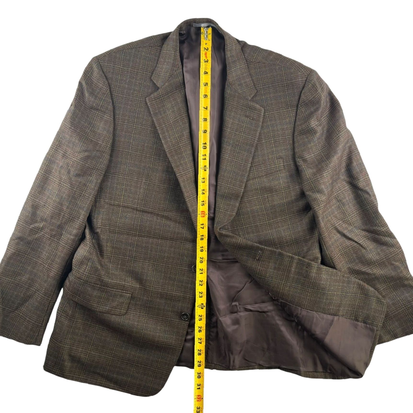 Vintage Hickey Freeman Blazer Jacket Wool Blend Plaid 42 Regular Brown Mens Two-Button Notch Lapel Size 42R - 6 Thumbnail