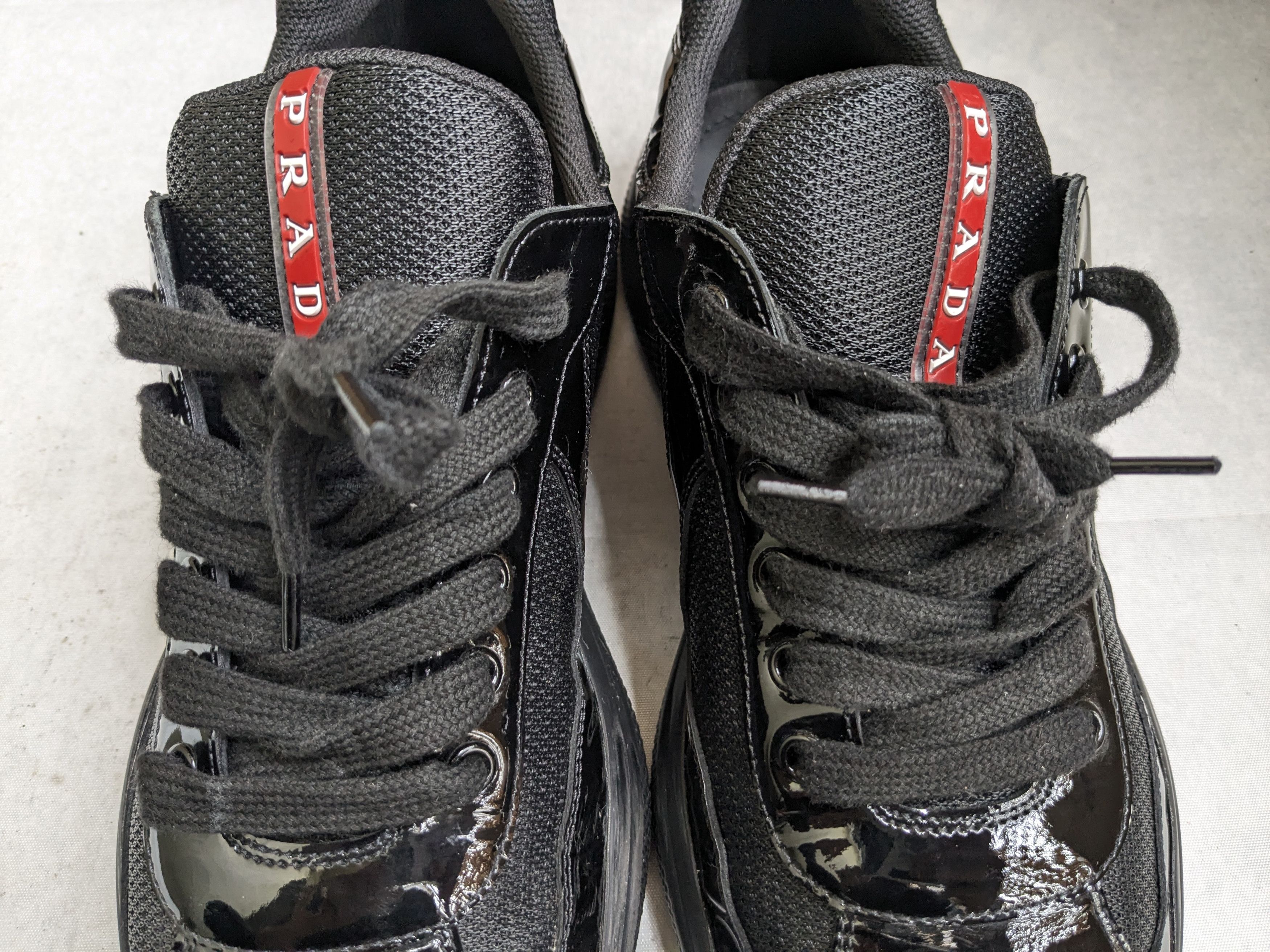 Prana Prada America's Cup Sneakers Black Patent Leather 10 Red Size US 10 / EU 43 - 8 Thumbnail