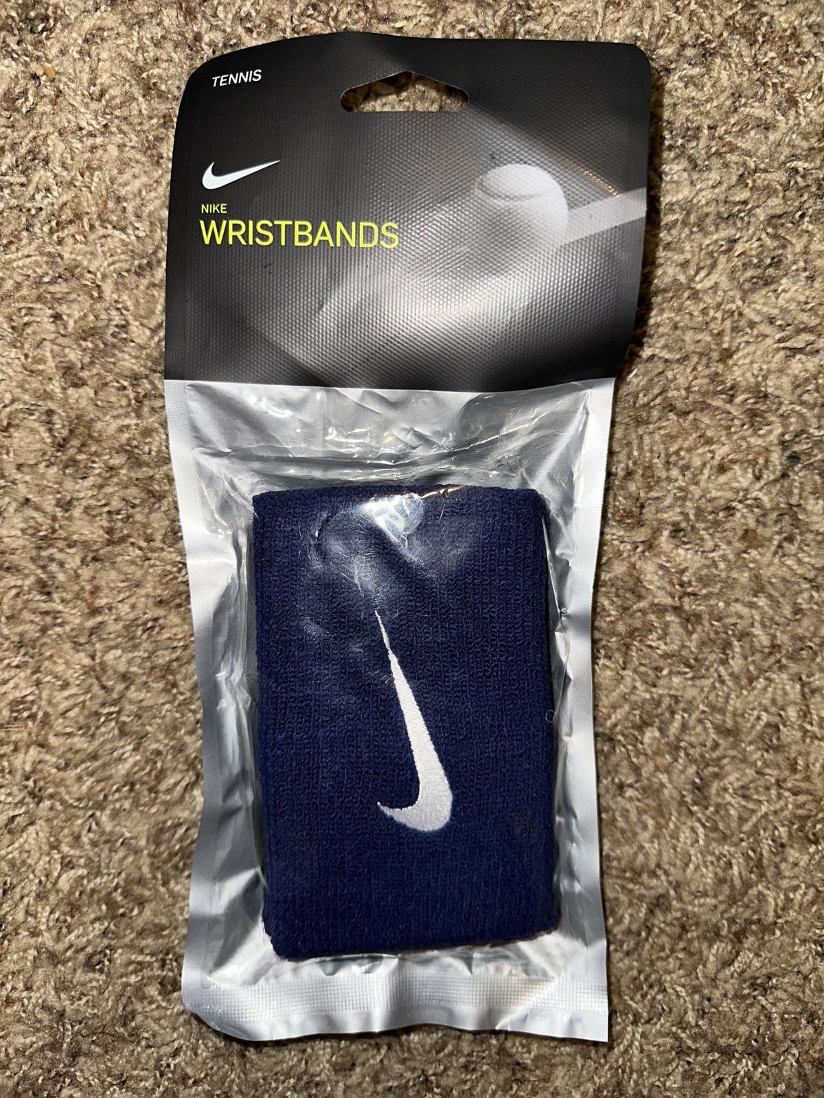 Nike Nike Unisex Double Wide Tennis Blue Wristbands Size ONE SIZE - 1 Thumbnail