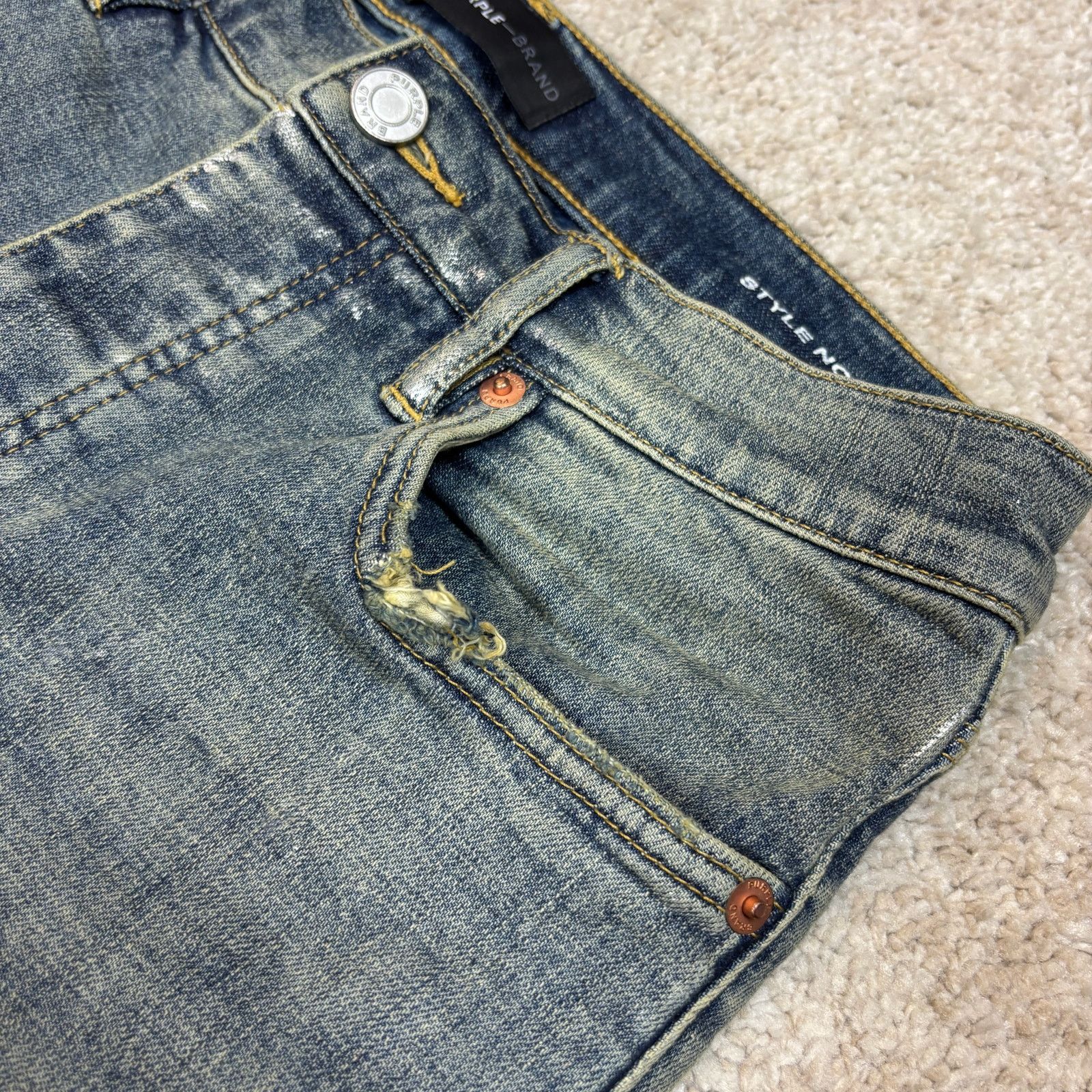 Purple Purple Brand P001 Low Rise Skinny Denim Jeans Men's 29x33 Size US 29 - 13 Thumbnail