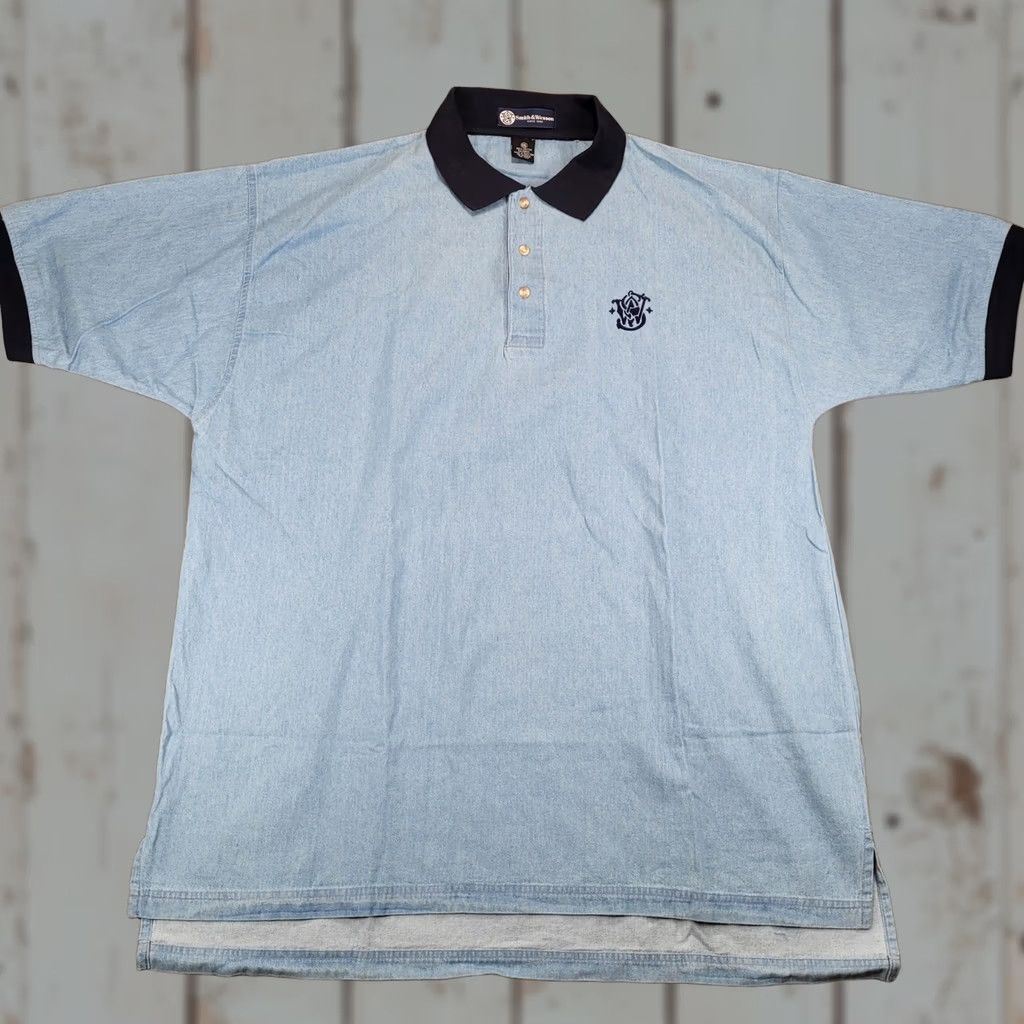 Vintage Smith & Wesson Chambray Shirt Short Sleeve XXL Blue Button-Up Collared Men’s Cotton Relaxed Size US XXL / EU 58 / 5 - 1 Thumbnail