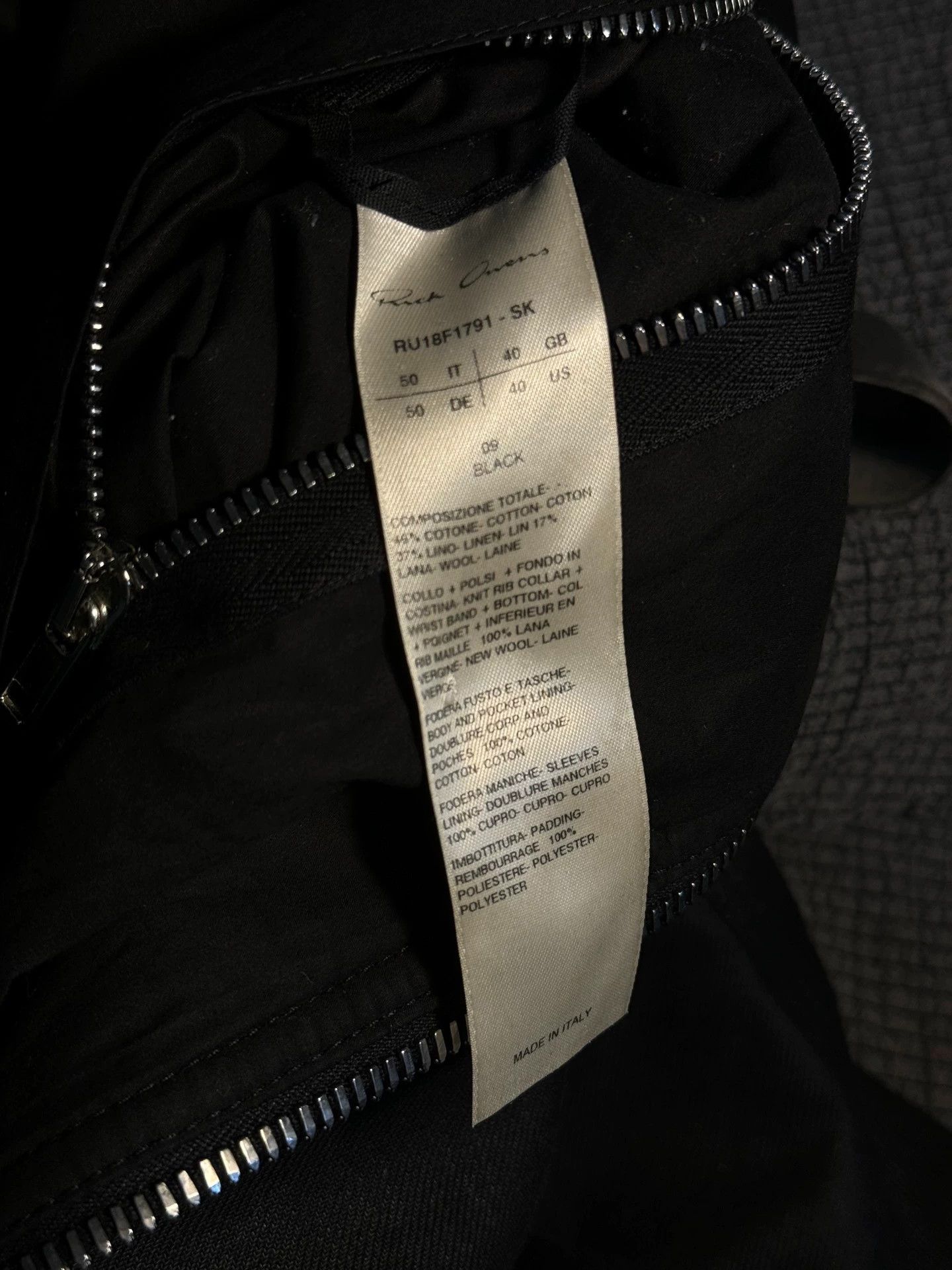 Rick Owens Rick Owens Main Line Wool-Linen Blend MA-1 Bomber Jacket Size US L / EU 52-54 / 3 - 7 Thumbnail