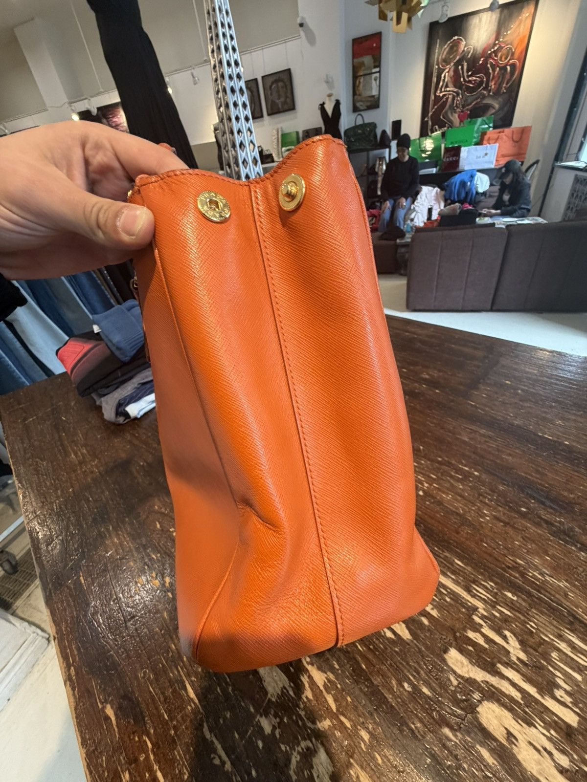 Prada Prada Galleria Saffiano Leather Tote – Papaya ✨ Size ONE SIZE - 11 Thumbnail