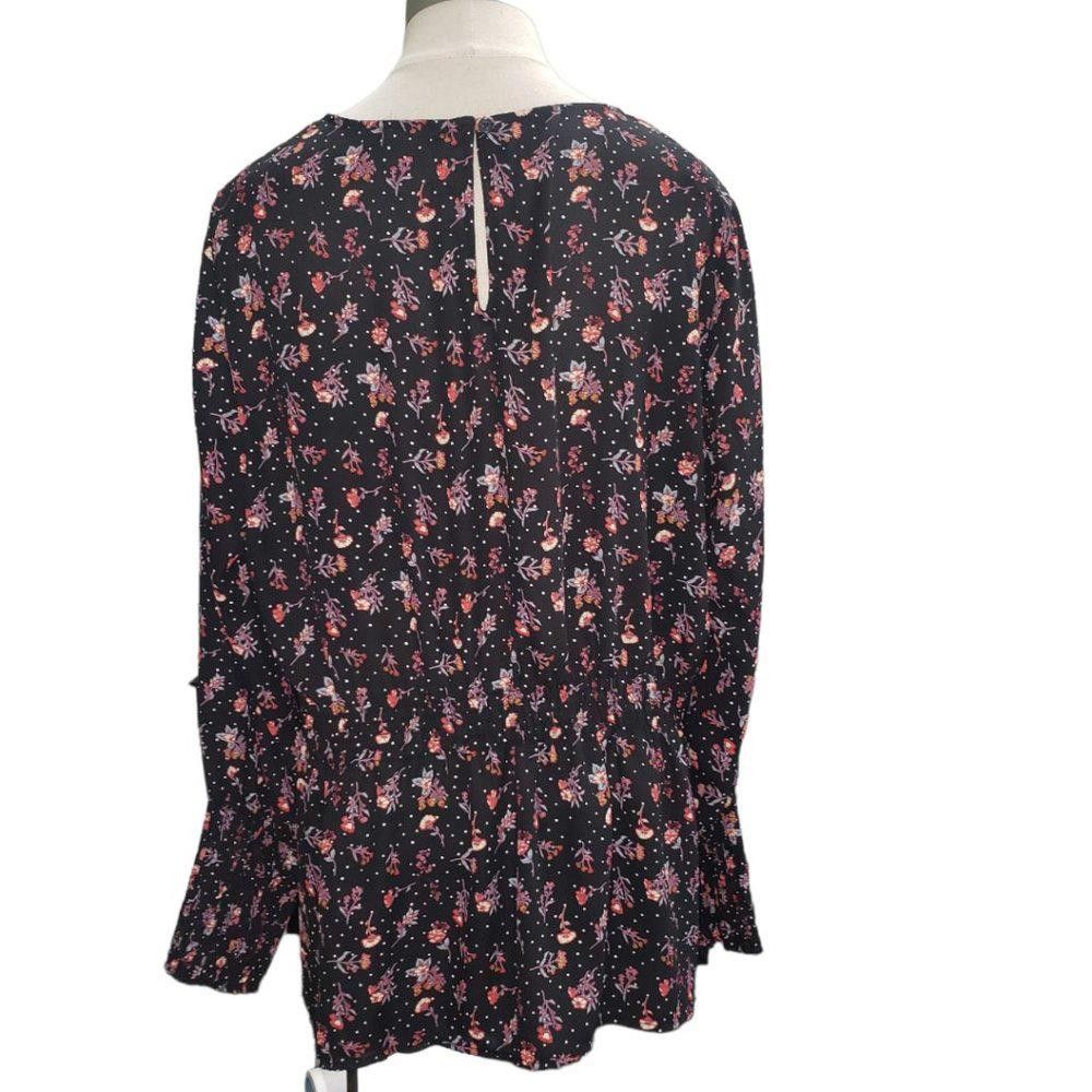 Designer CT378 Pleione Ladies Black Floral Long Sleeve Blouse XL Size XL / US 12-14 / IT 48-50 - 2 Thumbnail