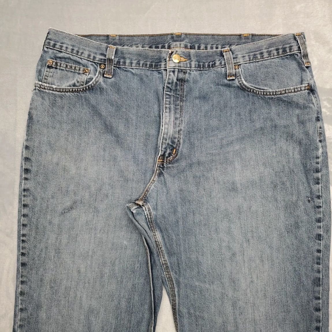 Carhartt Carhartt Jeans Men 42x34 Blue Denim Straight Leg Relaxed Fit 101483 Workwear 5-Pocket Denim Pull-On Zip Logo Belt Loops Mens Size US 42 / EU 58 - 3 Thumbnail