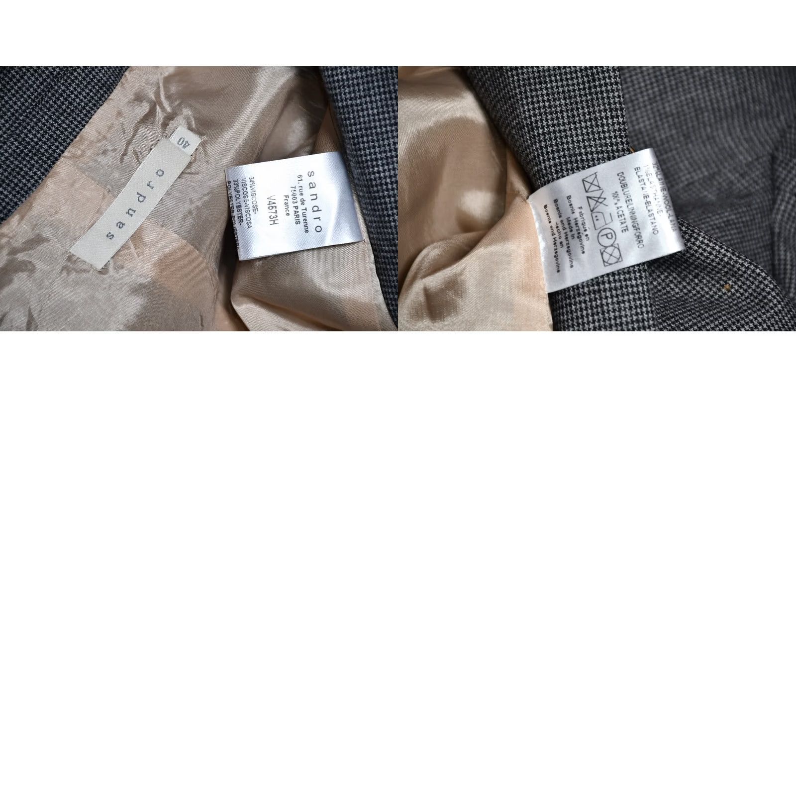 Sandro Sandro Paris Houndstooth Double Breasted Blazer Coat Jacket size 40 Gray Women's Size S / US 4 / IT 40 - 9 Thumbnail