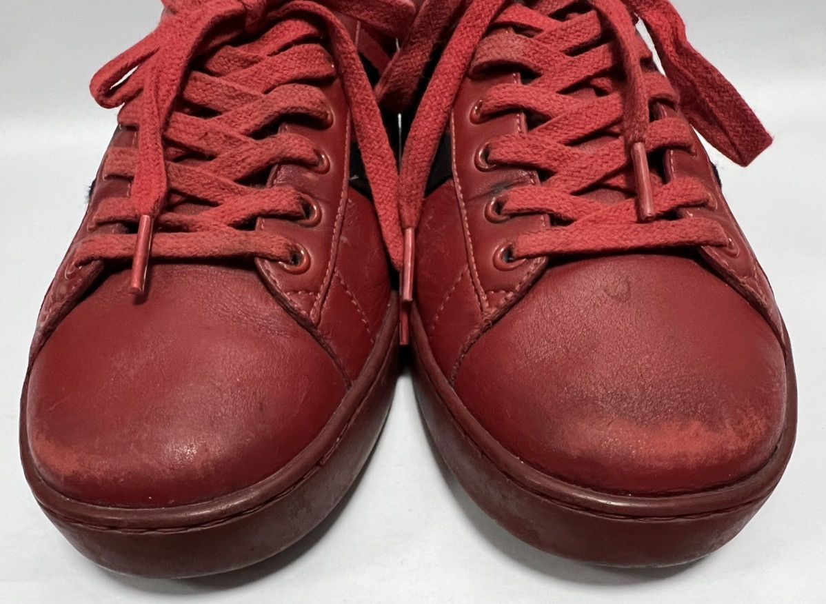 Gucci Gucci - Red Leather Web Ace Low Top Sneakers Size US 6.5 / EU 39-40 - 11 Thumbnail