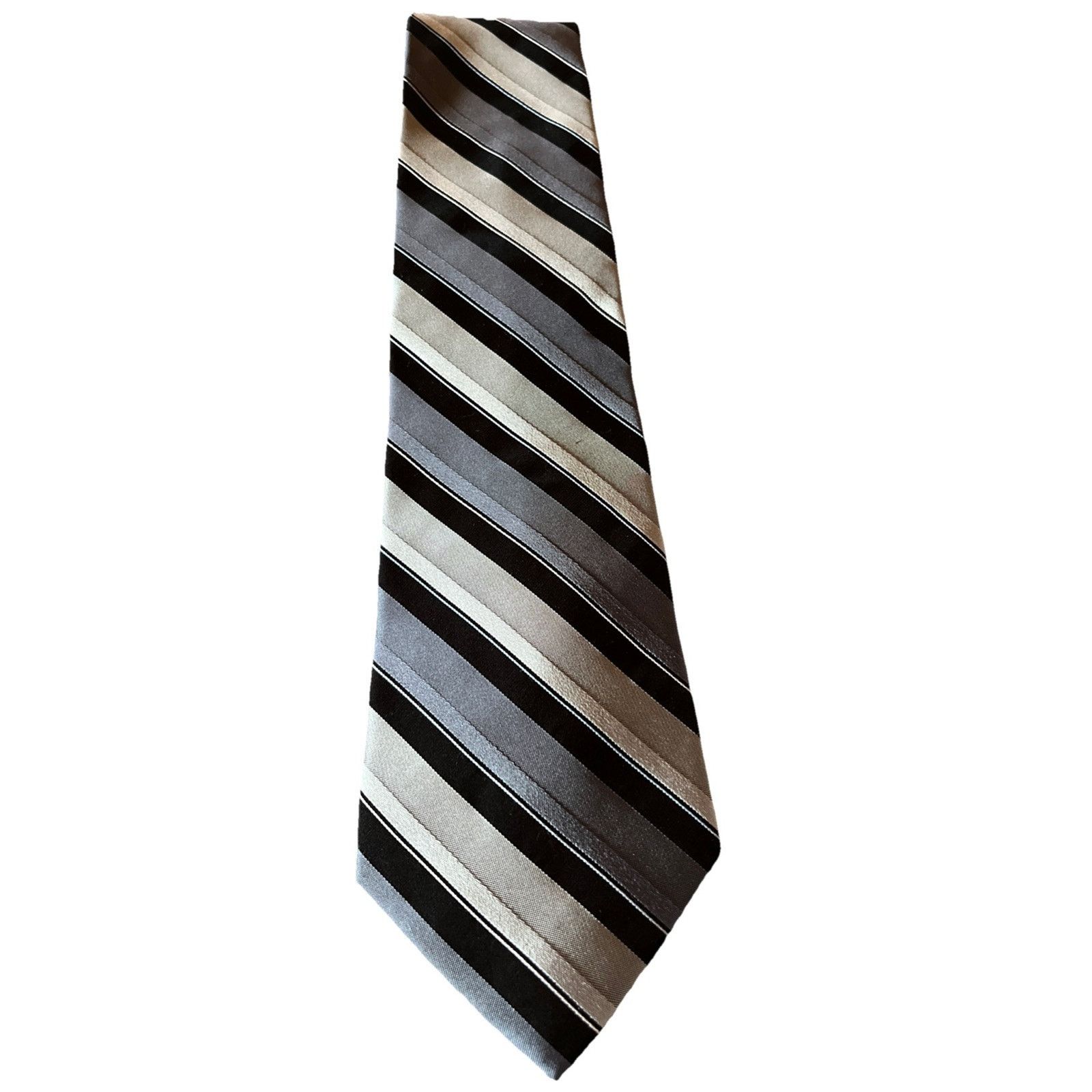 Covington Covington Silk Tie 100% Silk Black Gray Striped Necktie Size ONE SIZE - 1 Thumbnail