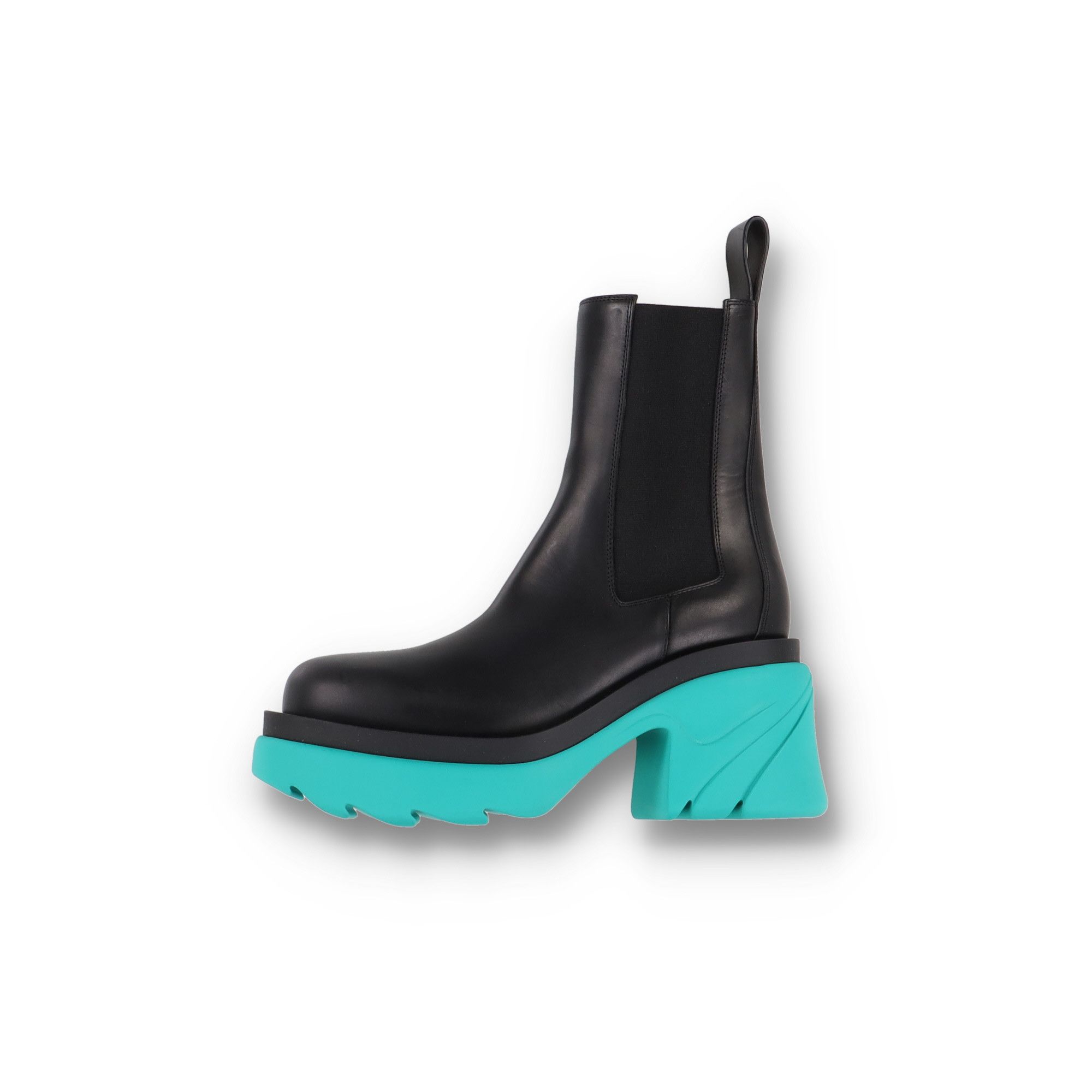 Flash Black Blue Leather Ankle Boots