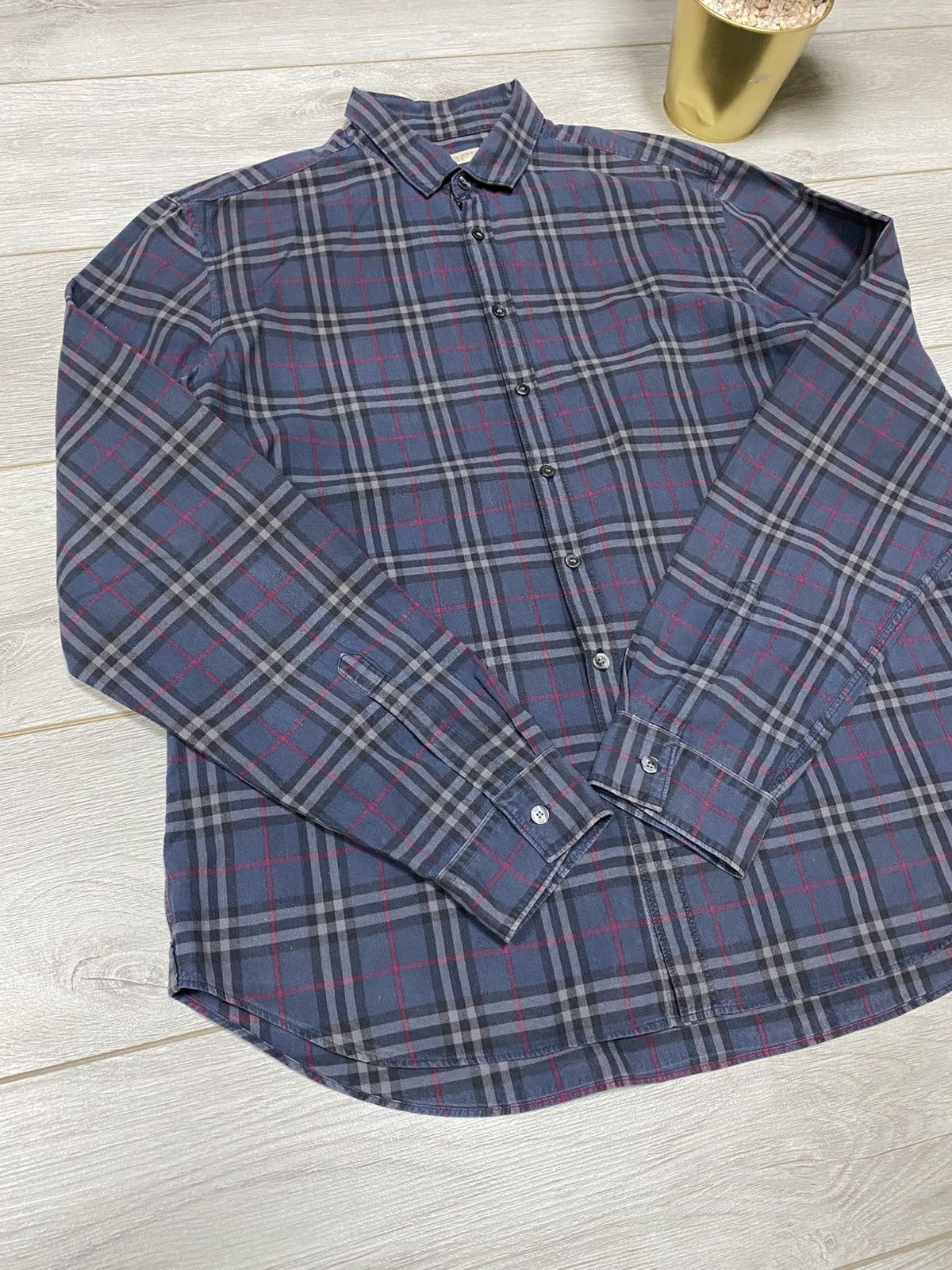 Burberry Burberry Brit shirt nova check dark blue overprint vintage Size US XL / EU 56 / 4 - 4 Thumbnail