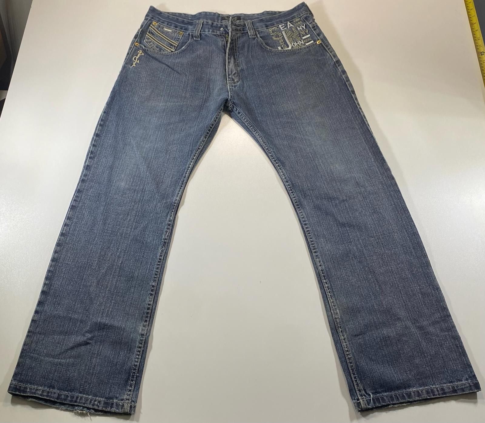 Other Vintage Sean John Blue Denim Jeans with Embroidered Details Size US 33 - 1 Thumbnail