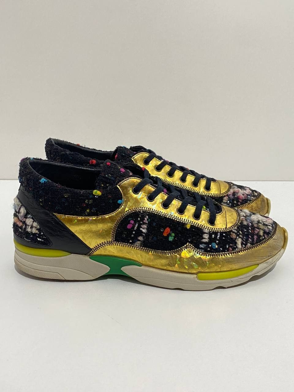Chanel Chanel CC Logo Tweed Logo Shoes Low Top Sneakers Size US 9.5 / IT 39.5 - 3 Thumbnail