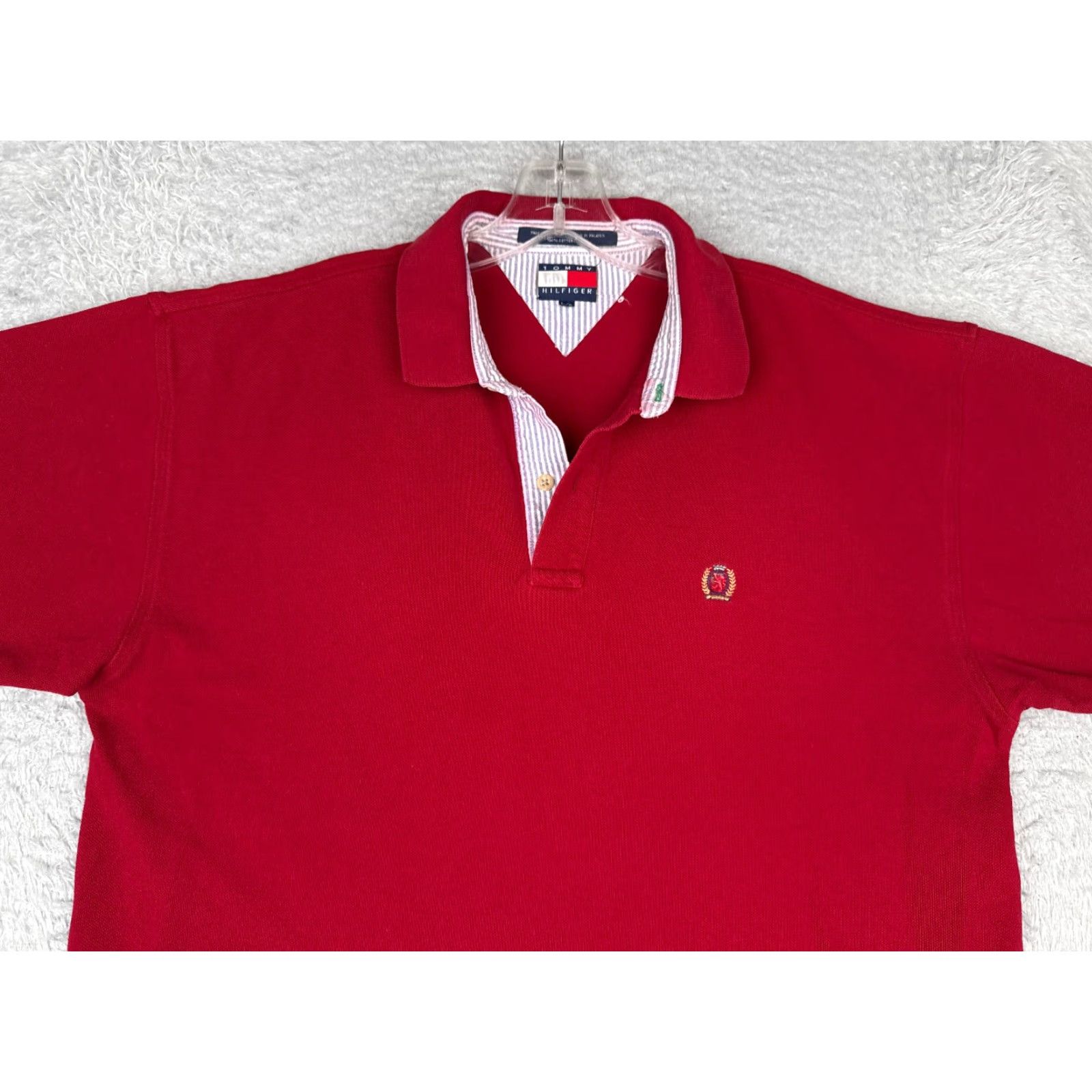 Tommy Hilfiger Tommy Hilfiger Polo Shirt Men Adult Large Red 100% Cotton Short Sleeve Jersey Crest Polo Shirt Modern American Sports Mens Size US L / EU 52-54 / 3 - 4 Thumbnail