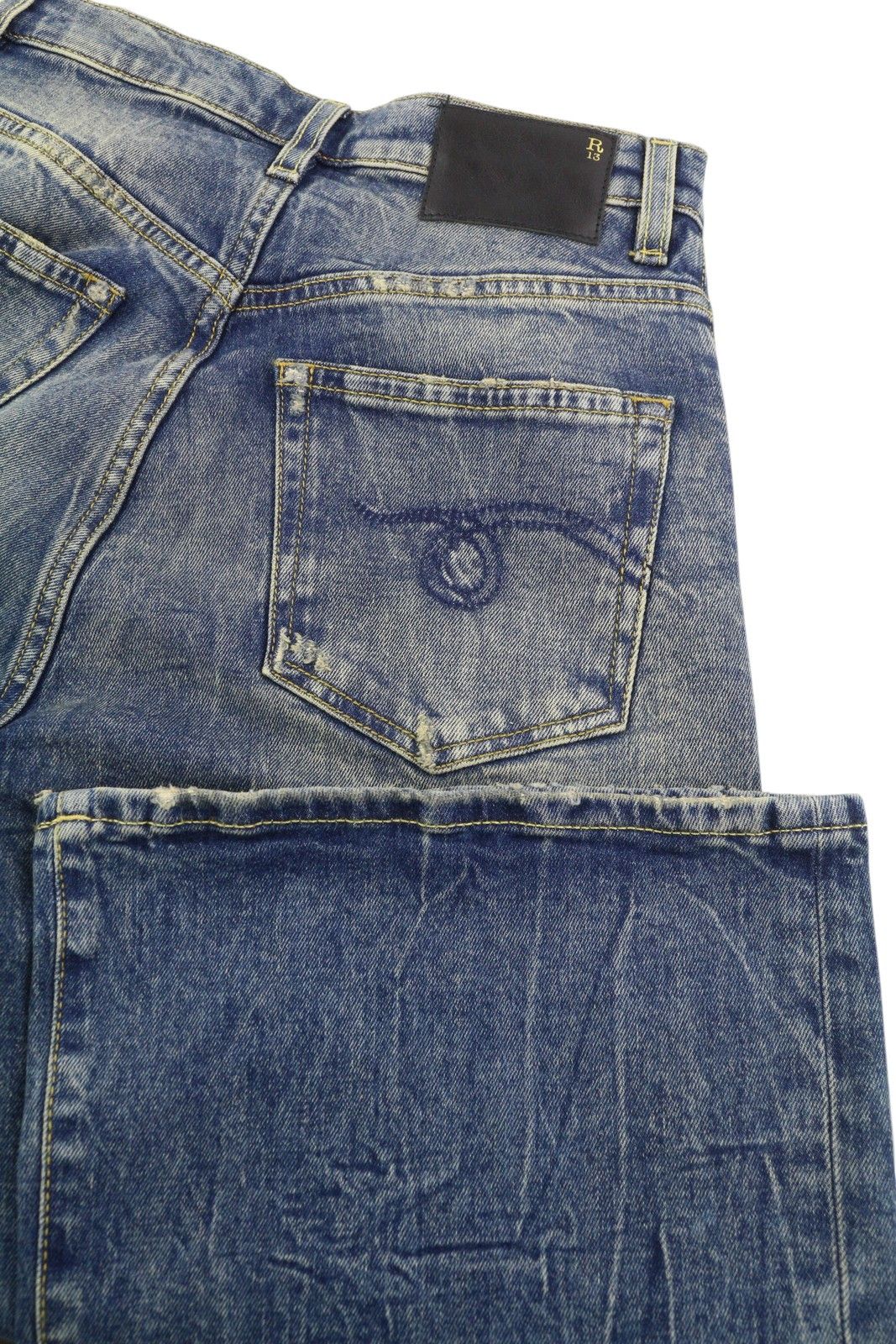 R13 JANE 25 Washed Blue Flared Zip Fly Kelly Stretch 84475 Size 25" / US 0 / IT 36 - 6 Thumbnail