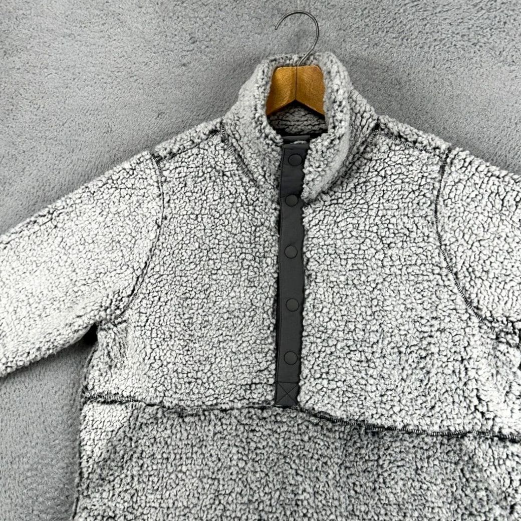 Prana Prana Polar Escape Sherpa Fleece Jacket Womens Medium Gray Pullover Snap Button Coat Size M / US 6-8 / IT 42-44 - 6 Thumbnail