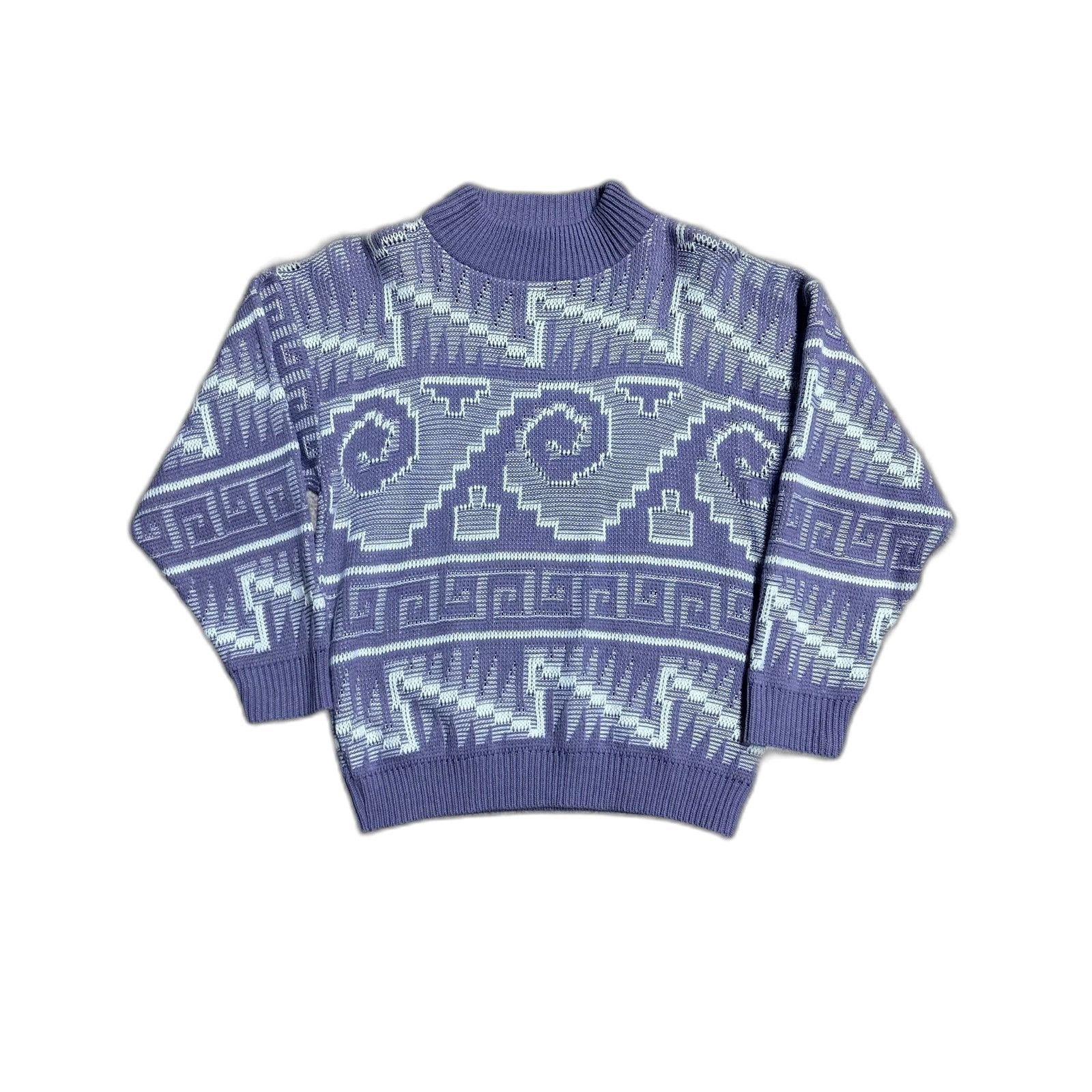 The Unbranded Brand Vintage 90's Pattern Sweater Small Purple Made in USA Small Size US XXS / EU 40 - 2 Thumbnail