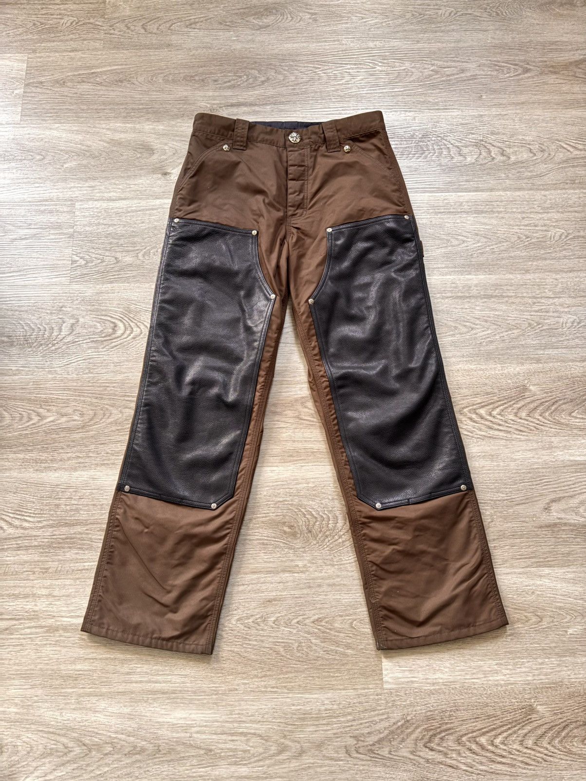 Chrome Hearts Chrome Hearts 1 Patch Leather Double-Knee Carpenter Pants Size US 30 / EU 46 - 1 Thumbnail