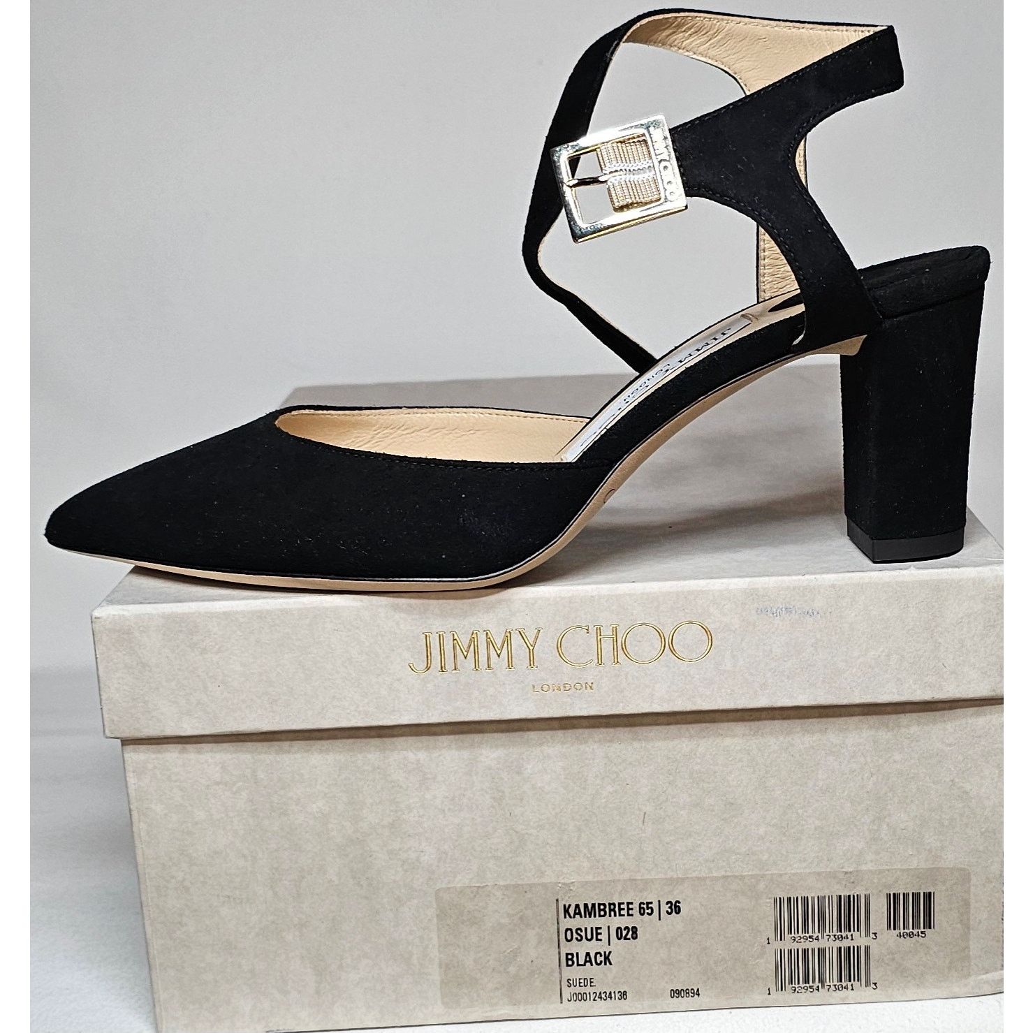 Jimmy Choo Jimmy Choo Black Suede Block Heels Ankle Strap Pointed Toe Size US 6 / IT 36 - 12 Thumbnail