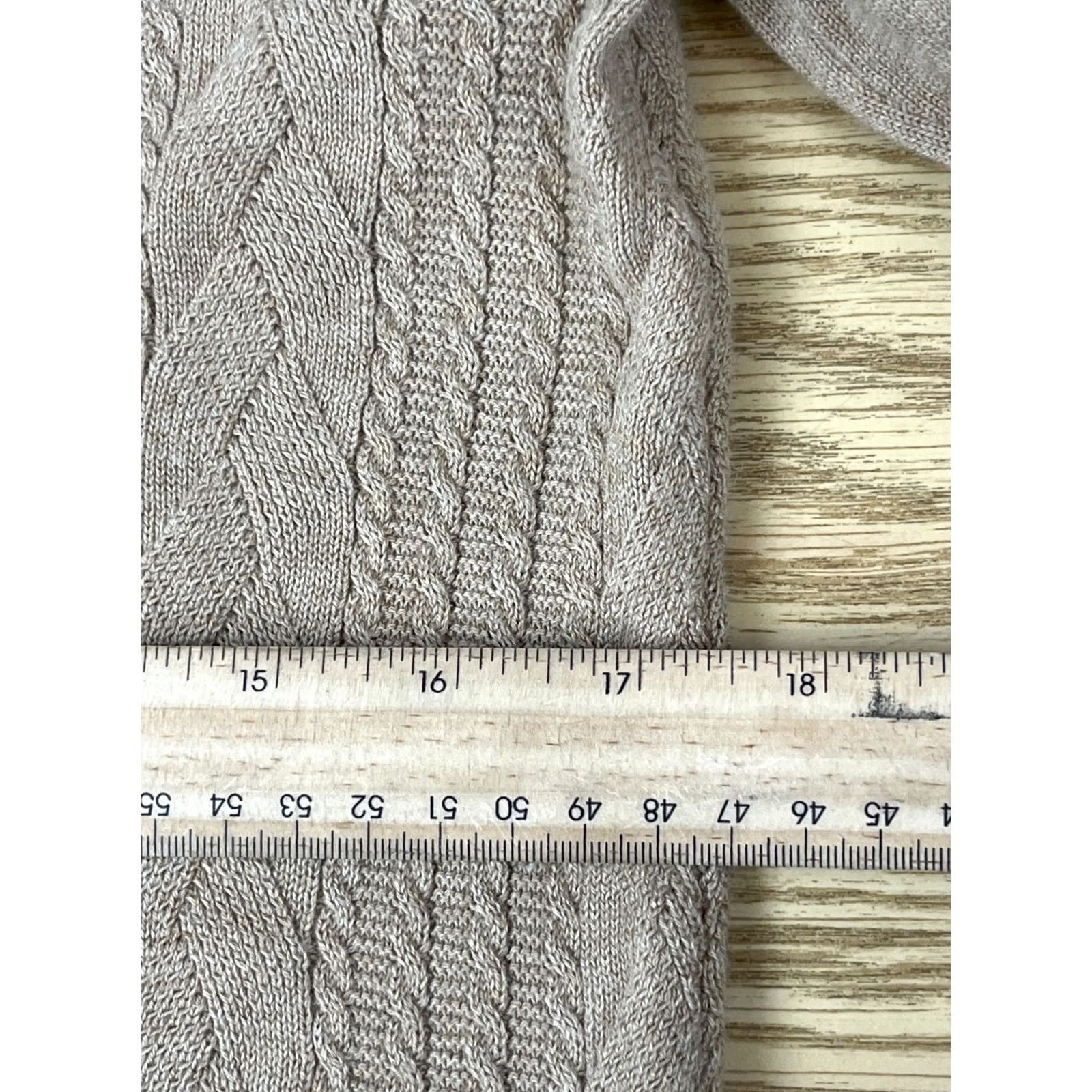Talbots Talbots Womens Size Small Tan Cable Knit Pullover Sweater 100% Cotton V-Neck - Casual Shirt? Size S / US 4 / IT 40 - 6 Thumbnail