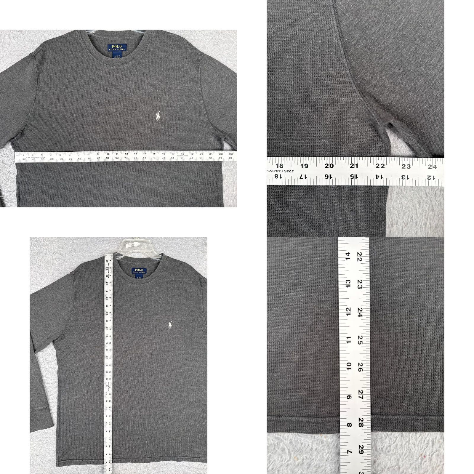Polo Ralph Lauren Polo Ralph Lauren Shirt Men XL Gray Cotton Thermal Knit Crew Neck Logo T-Shirt - Regular Fit, Long Sleeve, Solid, Polo T-shirt Size US XL / EU 56 / 4 - 8 Thumbnail
