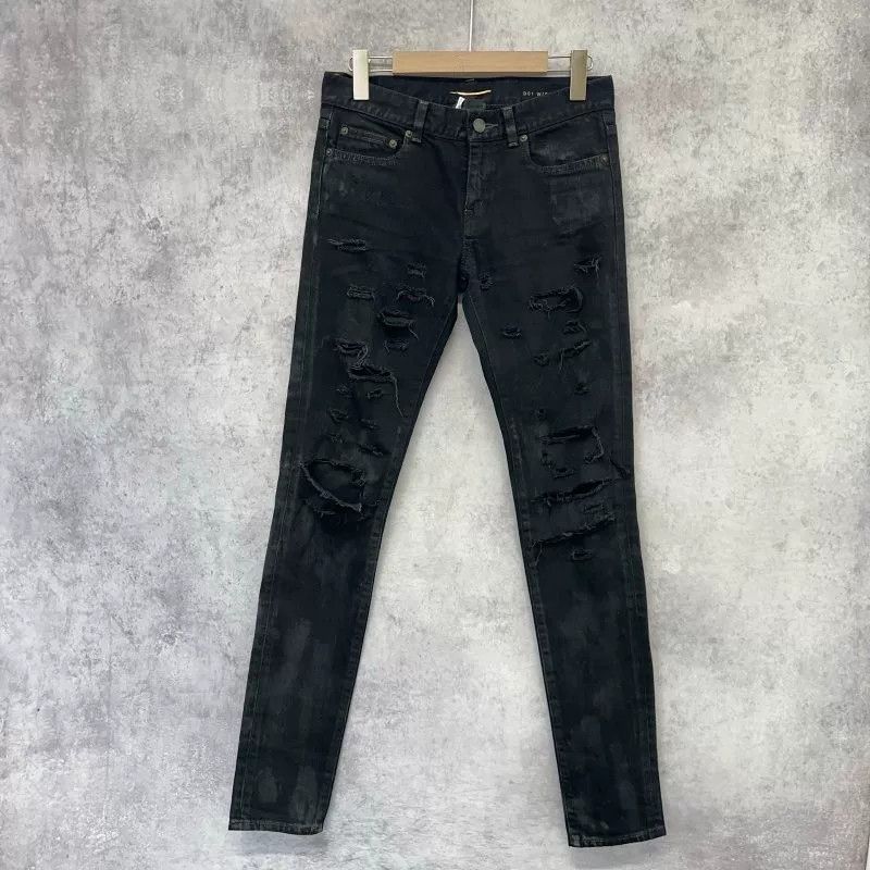 Yves Saint Laurent YSL Black Ripped Jeans Size 26 Size 26" / US 2 / IT 38 - 1 Thumbnail