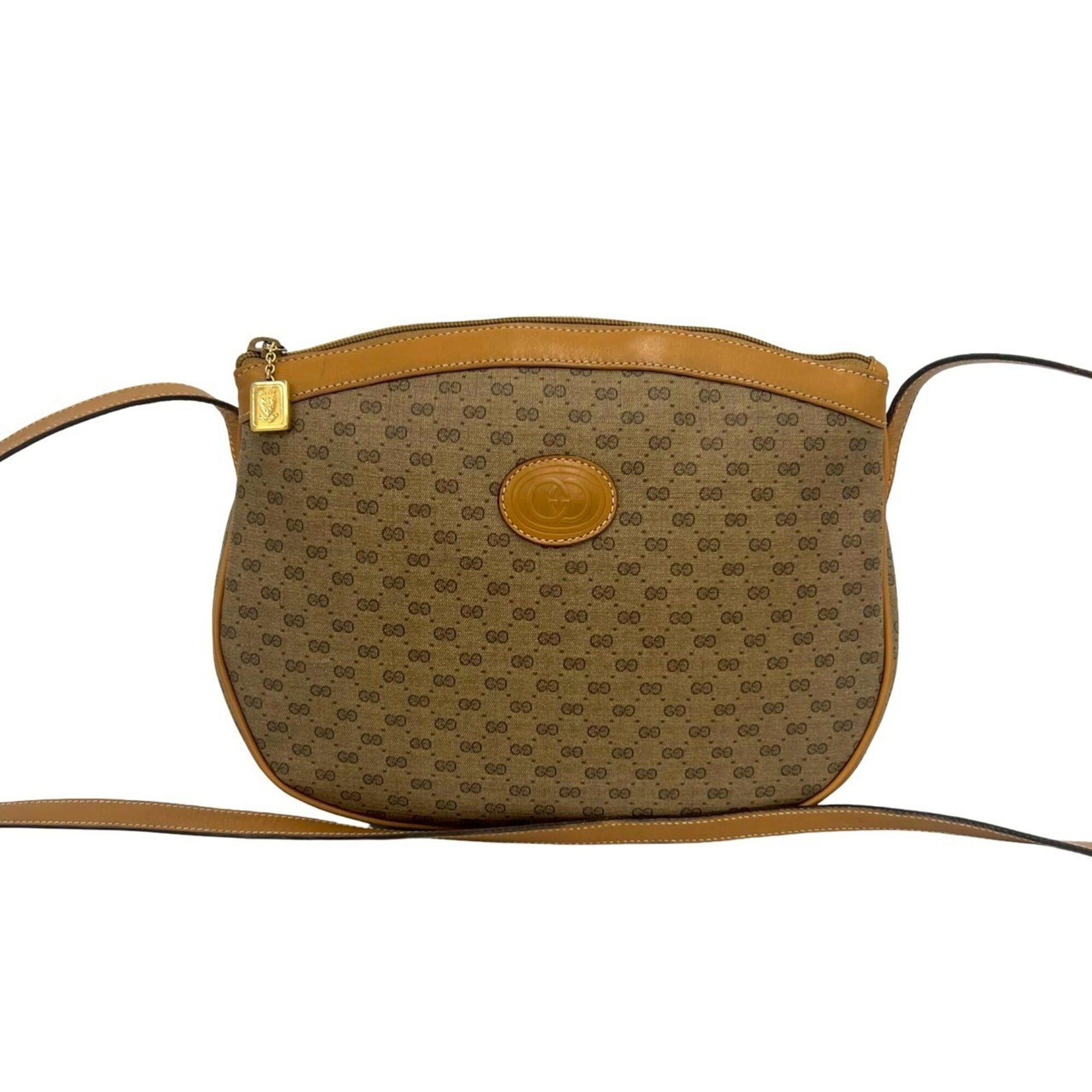 Gucci GUCCI Vintage Micro GG Logo Leather Shoulder Bag/Pouch, Brown, K85-3 Size ONE SIZE - 1 Thumbnail