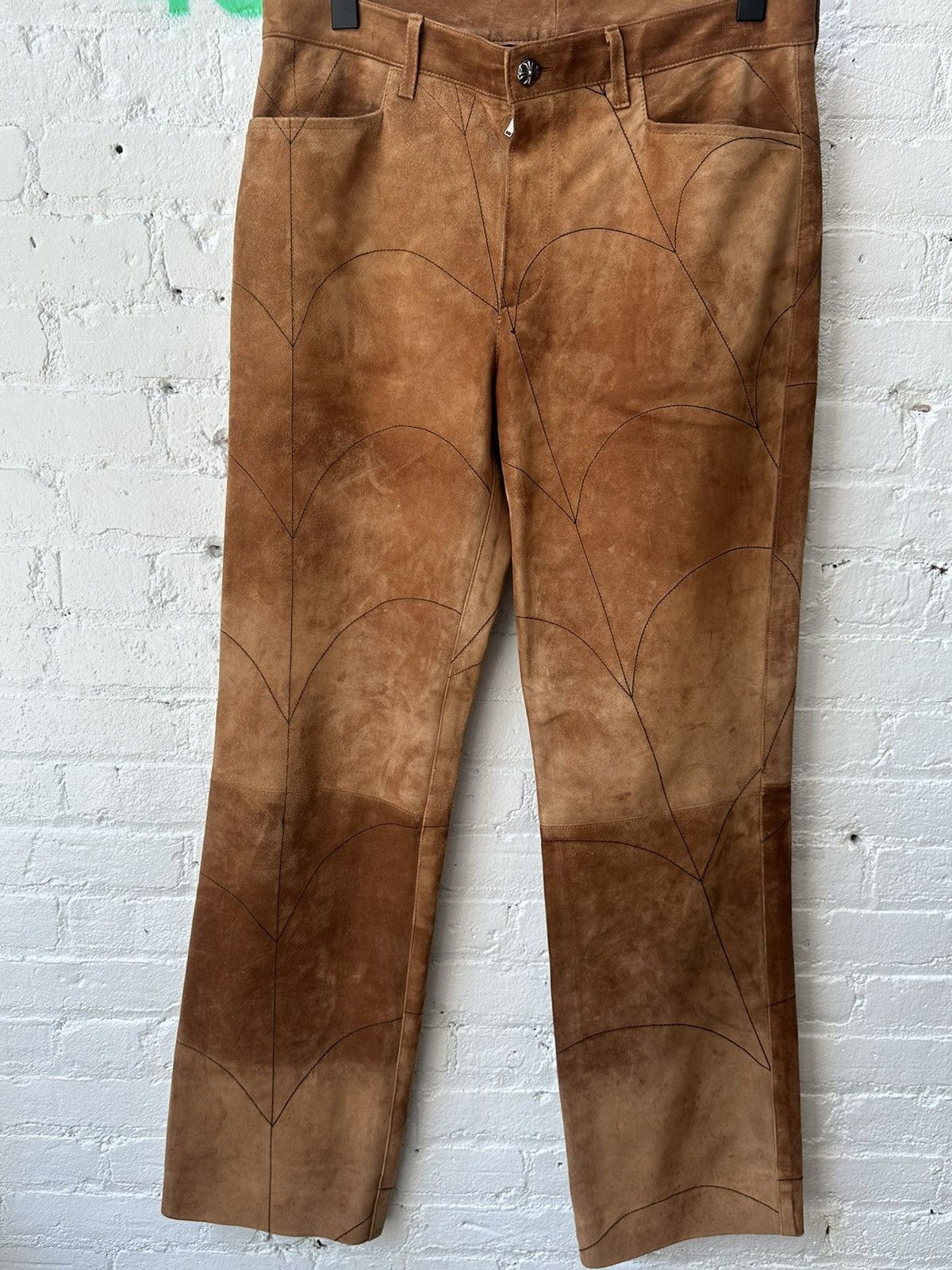 Chrome Hearts 1 of 1 CHROME HEARTS COUTURE SUEDE LEATHER SPIDER WEB SUIT Size 40R - 20 Thumbnail