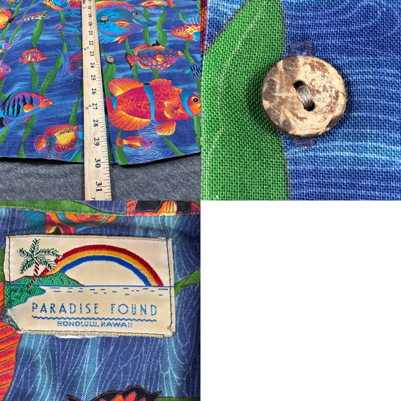 Paradise Found VTG Paradise Found Hawaiian Shirt Men XL Blue Marine Fish Print Aloha Made in USA Short Sleeve Button-Up 3/4 Sleeve? Size US XL / EU 56 / 4 - 8 Thumbnail