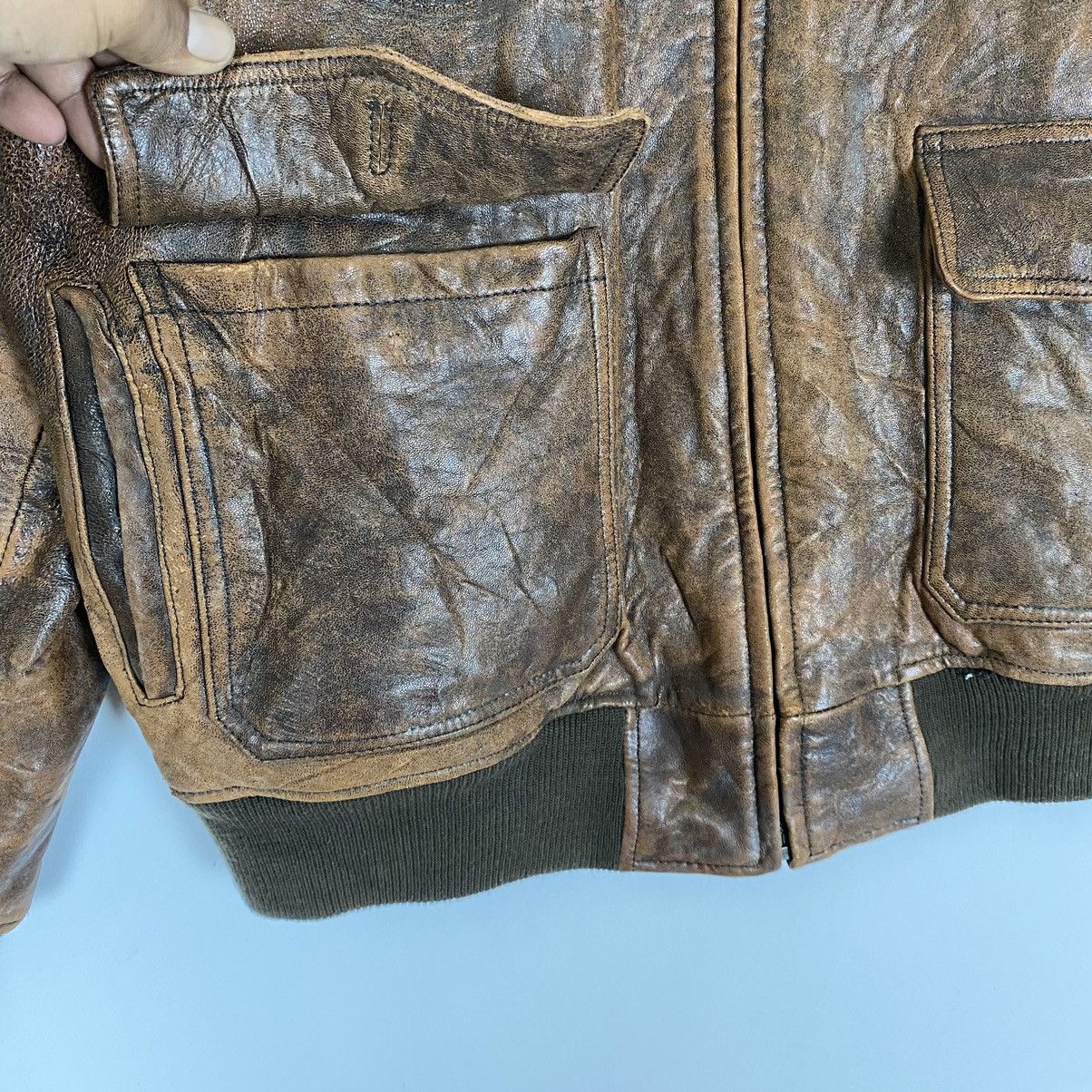 Genuine Leather ✨Type G-1 bomber zipper leather jacket by Houston inc Size US M / EU 48-50 / 2 - 8 Thumbnail