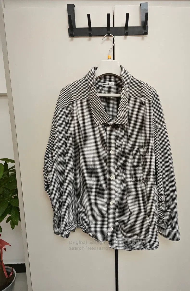 Balenciaga Balenciaga Long Sleeve Black and White Plaid Shirt with Ba Size XS / US 0-2 / IT 36-38 - 1 Thumbnail