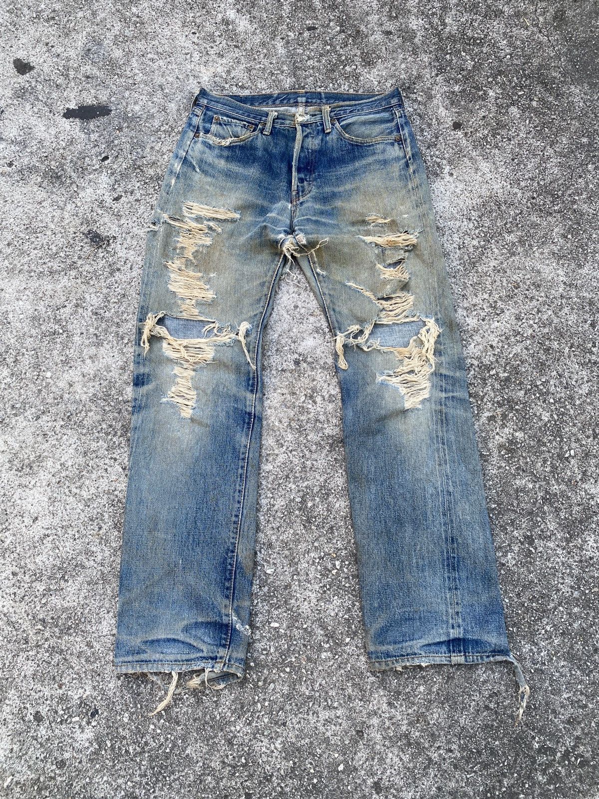 Denime Denime Japan Thrashed Distressed Selvedge Denim Size US 30 / EU 46 - 2 Thumbnail