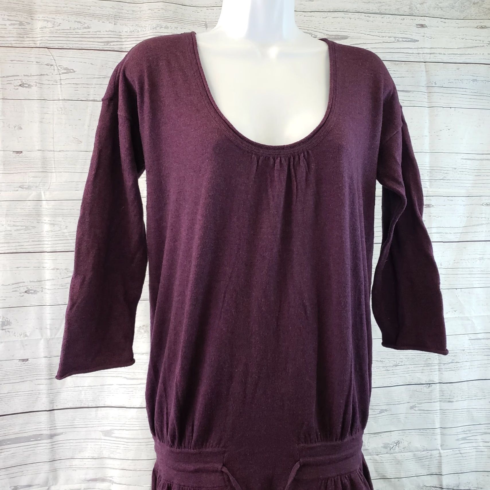 Athleta Women Avila Sweater Dress Sz Small Plum Purple Drop Waist Scoop  Neck Dress