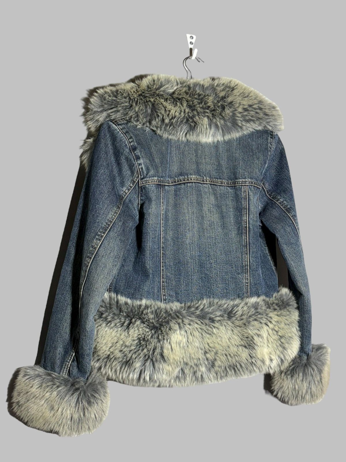 Gap 🔥 Y2K FAUX FUR GAP DENIM JACKET VINTAGE COAT Size S / US 4 / IT 40 - 12 Thumbnail