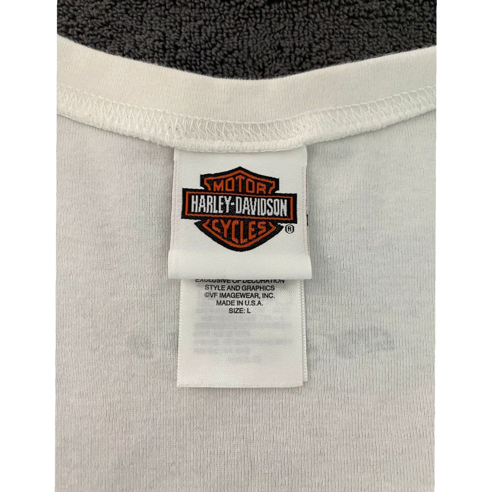 Harley Davidson Harley-Davidson Live Free Womens T Shirt L White Graphic Print Tee Casual Short Sleeve Scoop Neck Pullover Cotton Knit Classic Fit US Made City Limits Size L / US 10 / IT 46 - 4 Thumbnail