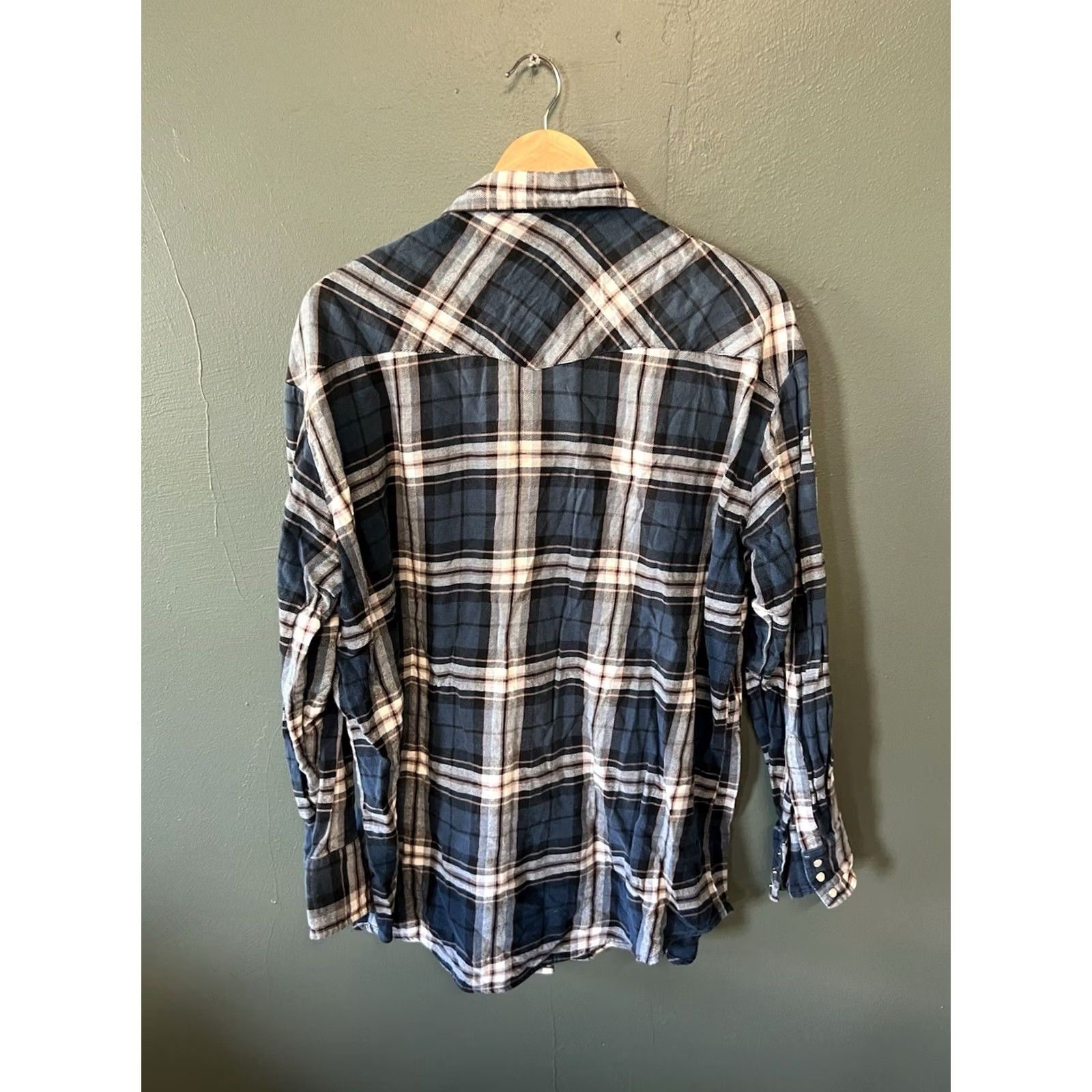 Vintage Ely Cattleman Mens Button-Up Shirt Blue Plaid 2XL Long Sleeve Snap Up Shirt Size US XXL / EU 58 / 5 - 2 Thumbnail